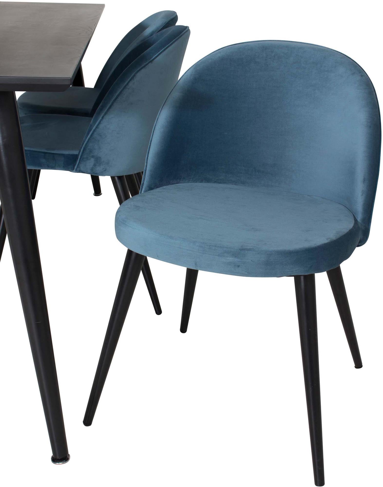 Dipp Esszimmerset + Velvet 180cm/6St. in Schwarz / Blau präsentiert im Onlineshop von KAQTU Design AG. Esszimmerset ist von Venture Home
