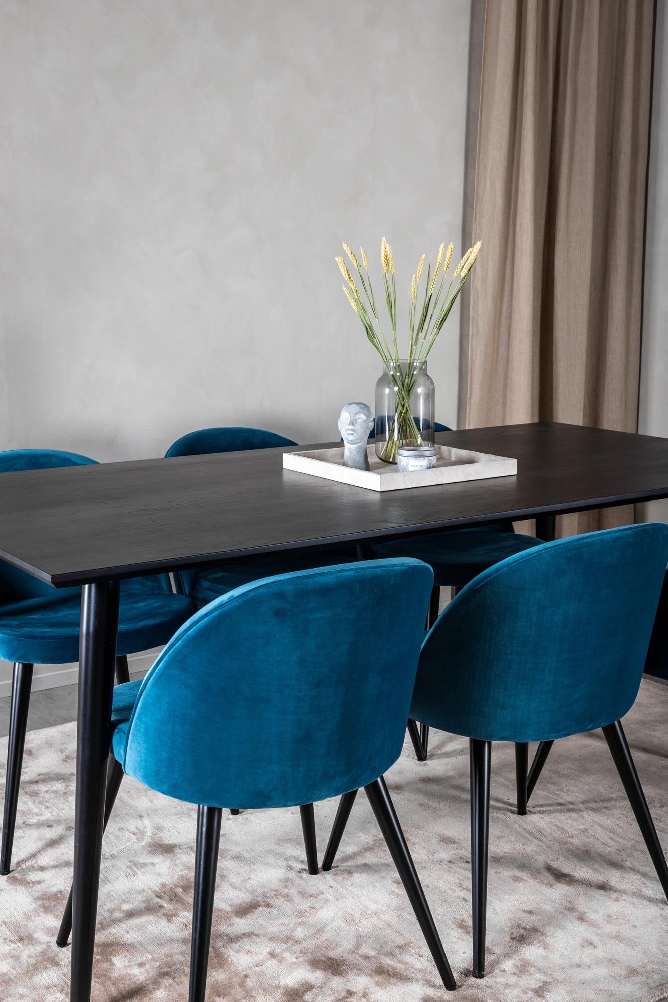 Dipp Esszimmerset + Velvet 180cm/6St. in Schwarz / Blau präsentiert im Onlineshop von KAQTU Design AG. Esszimmerset ist von Venture Home