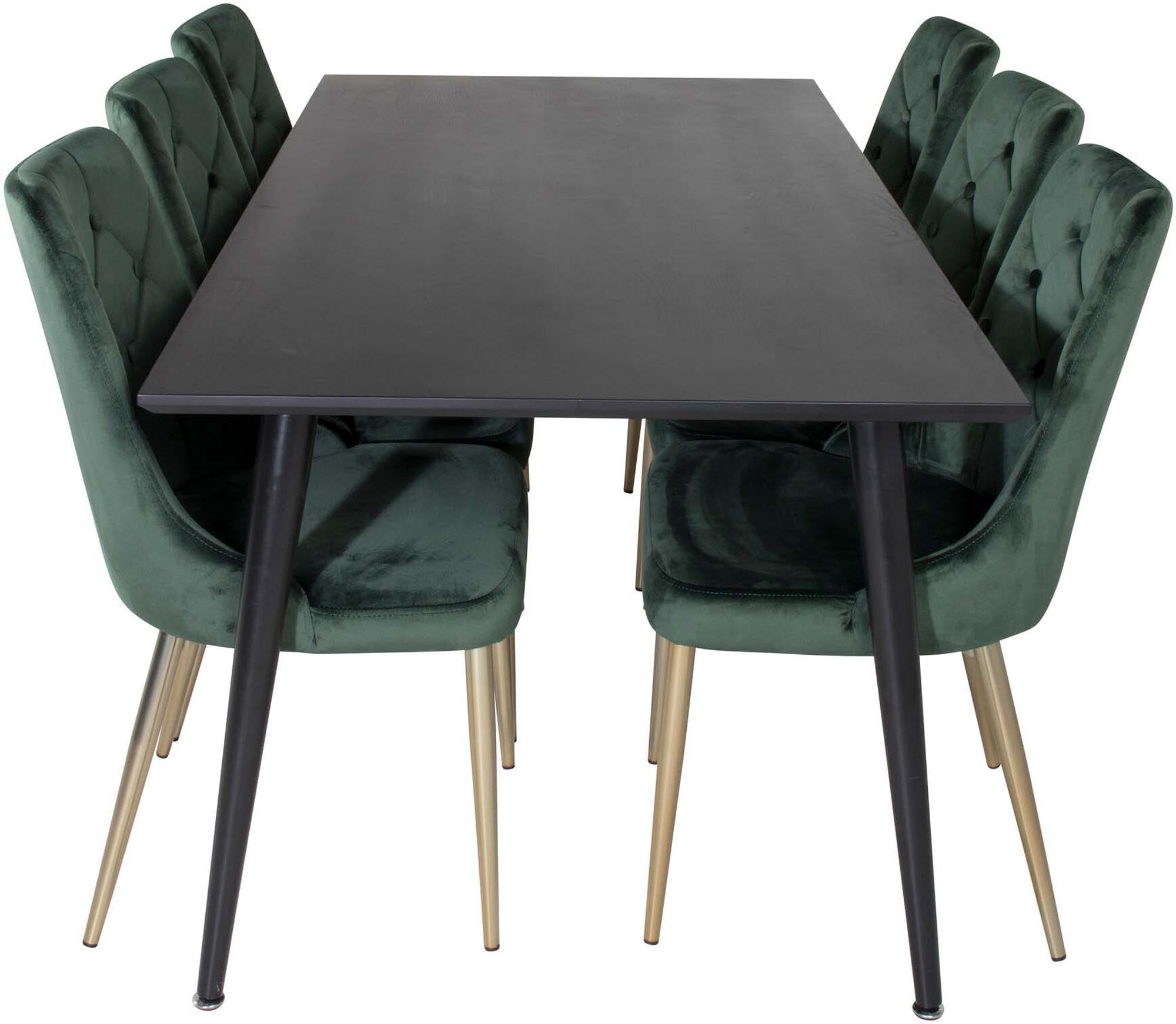 Dipp Esszimmerset + Velvet Deluxe 180cm/6St. in Schwarz / Grün / Gold präsentiert im Onlineshop von KAQTU Design AG. Esszimmerset ist von Venture Home