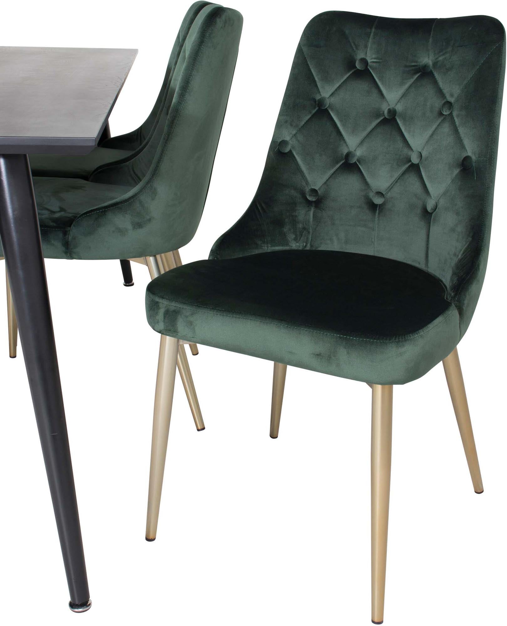 Dipp Esszimmerset + Velvet Deluxe 180cm/6St. in Schwarz / Grün / Gold präsentiert im Onlineshop von KAQTU Design AG. Esszimmerset ist von Venture Home