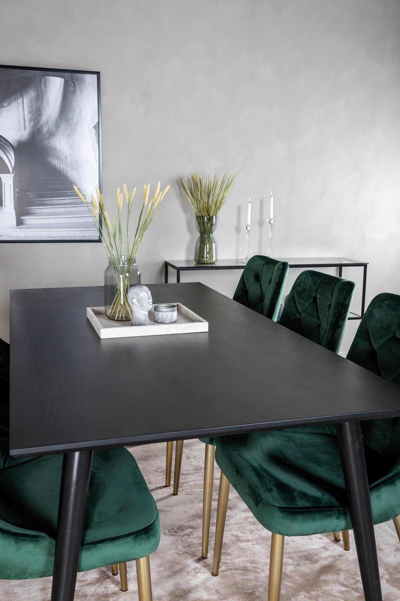 Dipp Esszimmerset + Velvet Deluxe 180cm/6St. in Schwarz / Grün / Gold präsentiert im Onlineshop von KAQTU Design AG. Esszimmerset ist von Venture Home