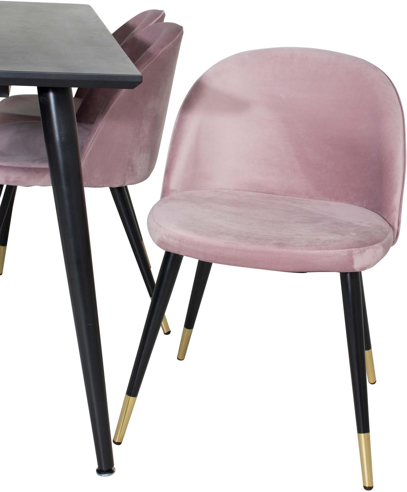 Dipp Esszimmerset + Velvet 180cm/6St. in Schwarz / Altrosa / Gold präsentiert im Onlineshop von KAQTU Design AG. Esszimmerset ist von Venture Home