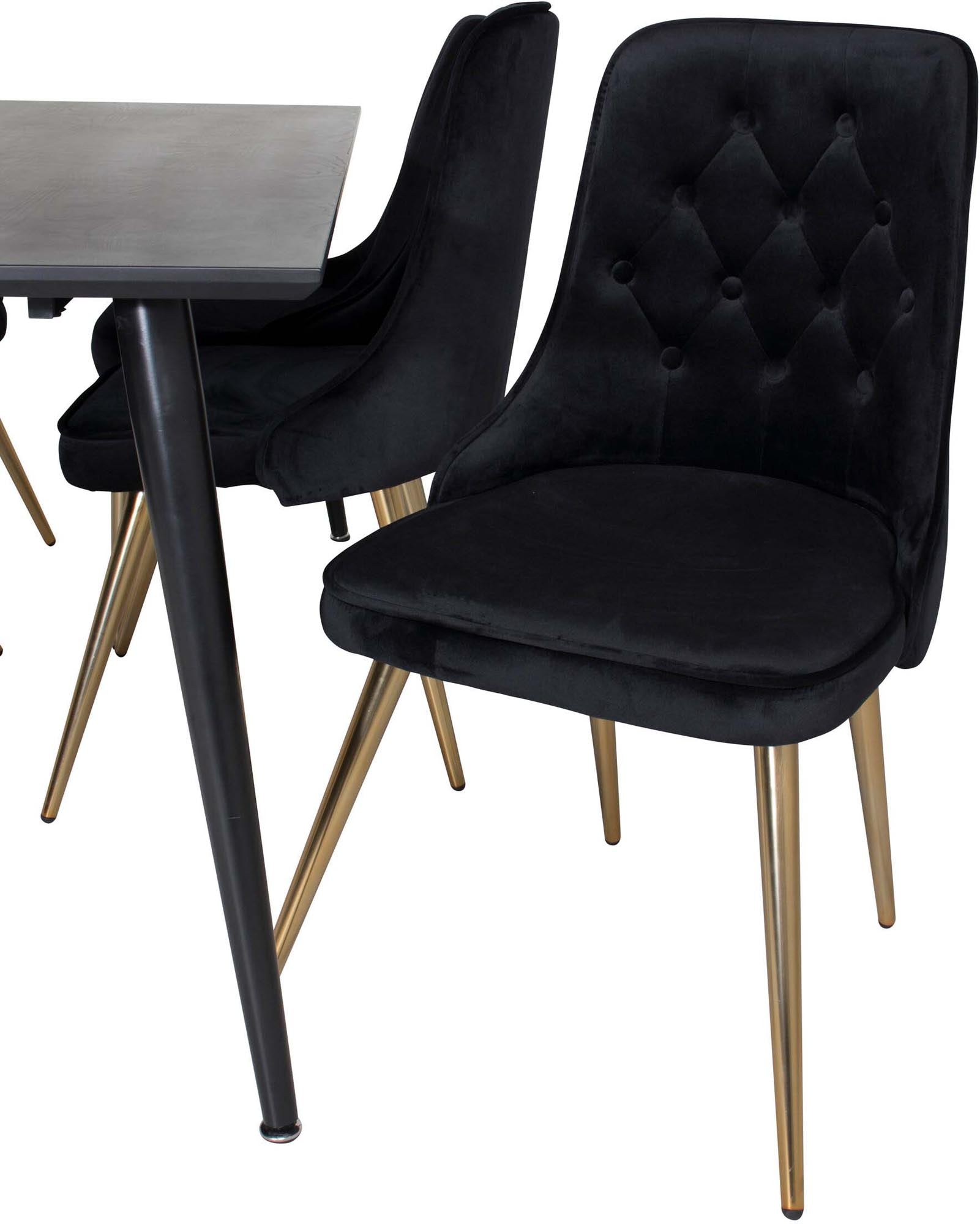 Dipp Esszimmerset + Velvet Deluxe 180cm/6St. in Schwarz / Gold präsentiert im Onlineshop von KAQTU Design AG. Esszimmerset ist von Venture Home