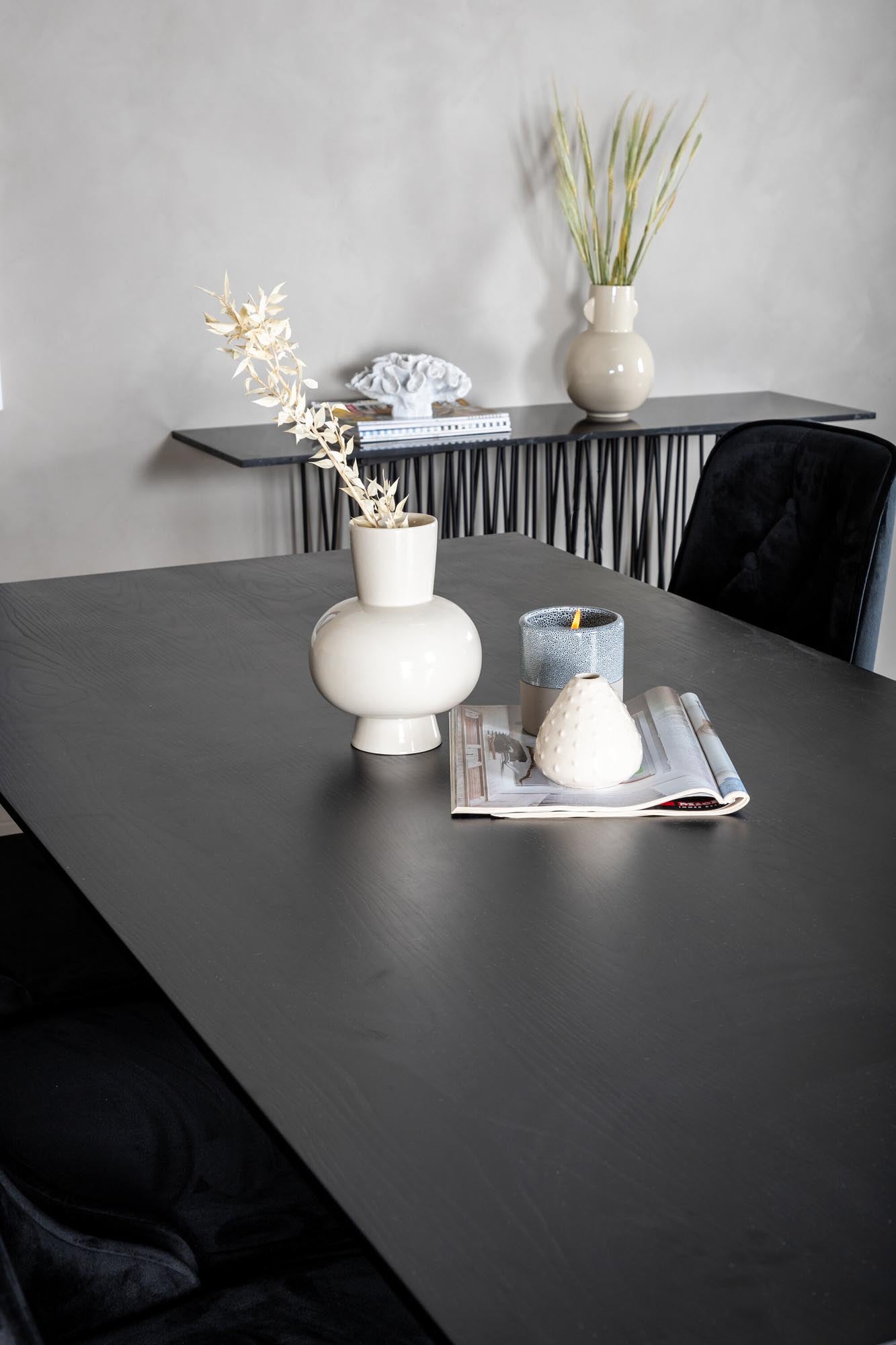 Dipp Esszimmerset + Velvet Deluxe 180cm/6St. in Schwarz / Gold präsentiert im Onlineshop von KAQTU Design AG. Esszimmerset ist von Venture Home