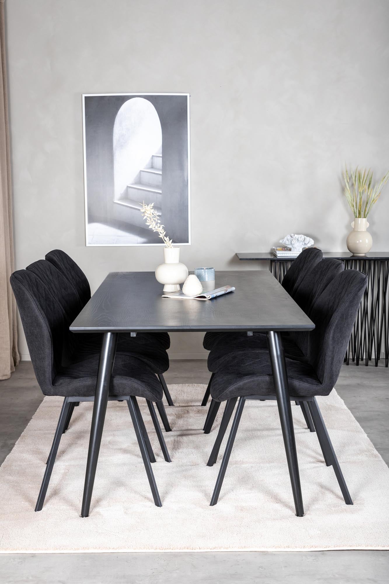 Dipp Esszimmerset + Gemma 180cm/6St. in Schwarz / Schwarz präsentiert im Onlineshop von KAQTU Design AG. Esszimmerset ist von Venture Home