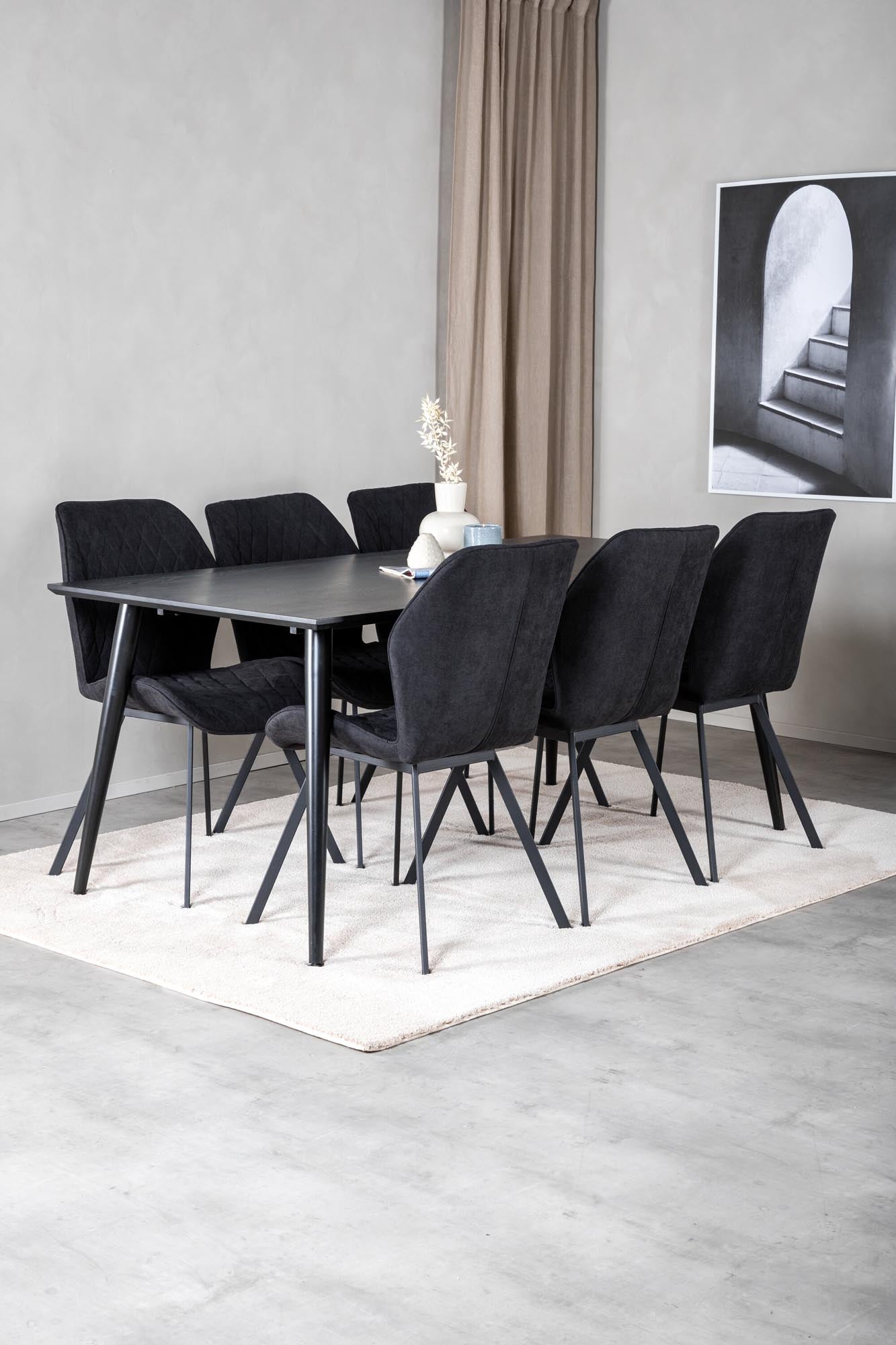 Dipp Esszimmerset + Gemma 180cm/6St. in Schwarz / Schwarz präsentiert im Onlineshop von KAQTU Design AG. Esszimmerset ist von Venture Home