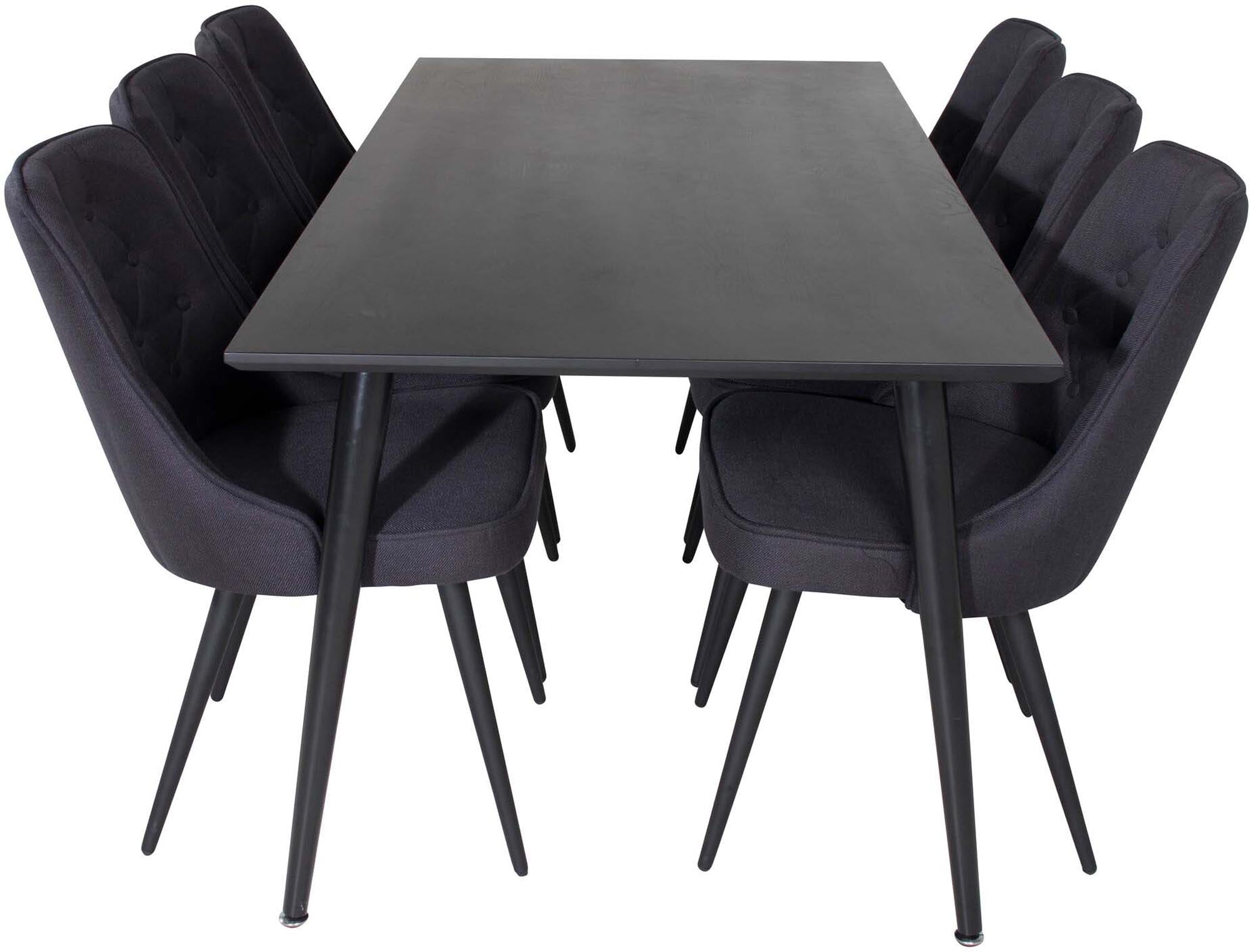 Dipp Esszimmerset + Velvet Deluxe 180cm/6St. in Schwarz präsentiert im Onlineshop von KAQTU Design AG. Esszimmerset ist von Venture Home