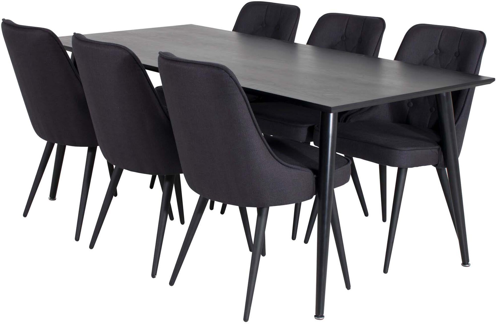 Dipp Esszimmerset + Velvet Deluxe 180cm/6St. in Schwarz präsentiert im Onlineshop von KAQTU Design AG. Esszimmerset ist von Venture Home