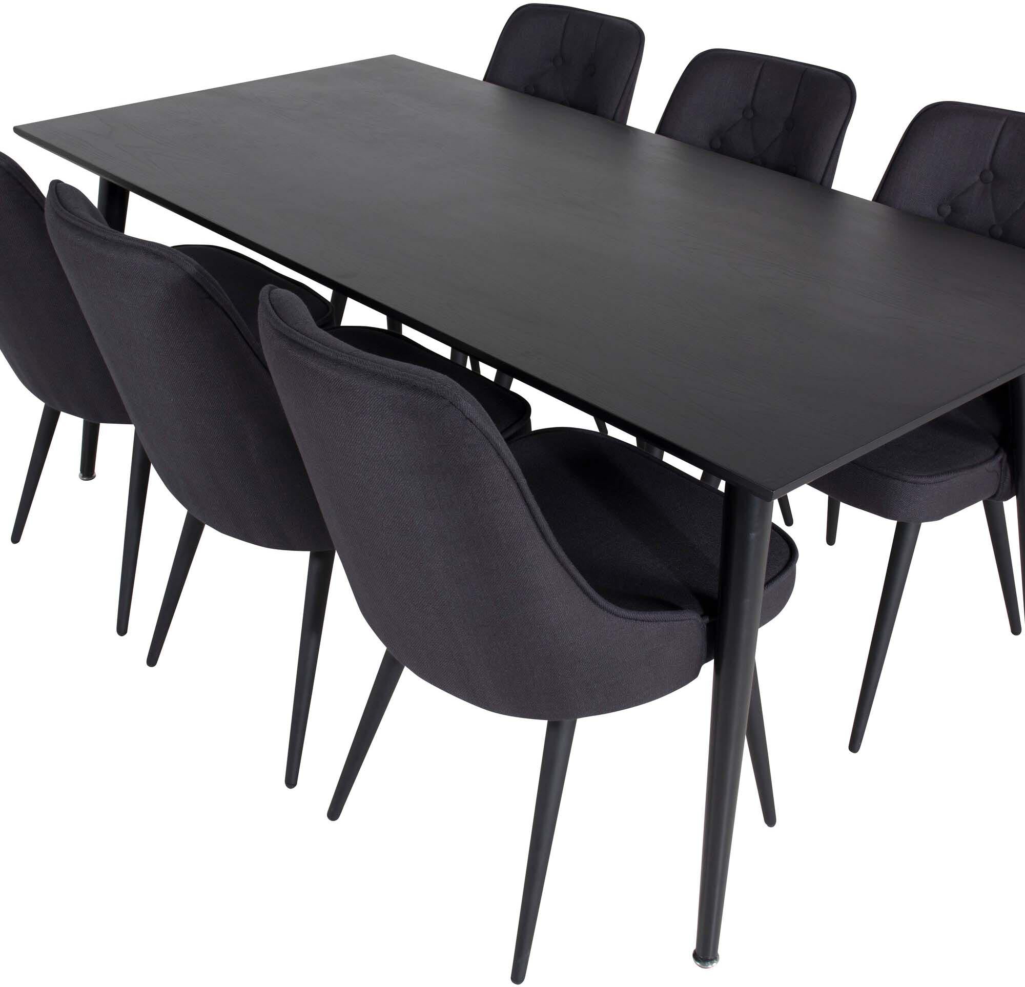 Dipp Esszimmerset + Velvet Deluxe 180cm/6St. in Schwarz präsentiert im Onlineshop von KAQTU Design AG. Esszimmerset ist von Venture Home