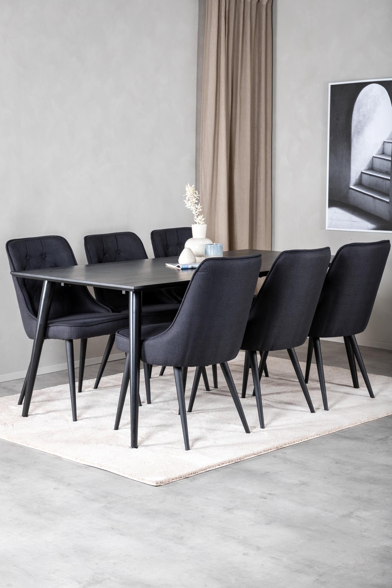 Dipp Esszimmerset + Velvet Deluxe 180cm/6St. in Schwarz präsentiert im Onlineshop von KAQTU Design AG. Esszimmerset ist von Venture Home