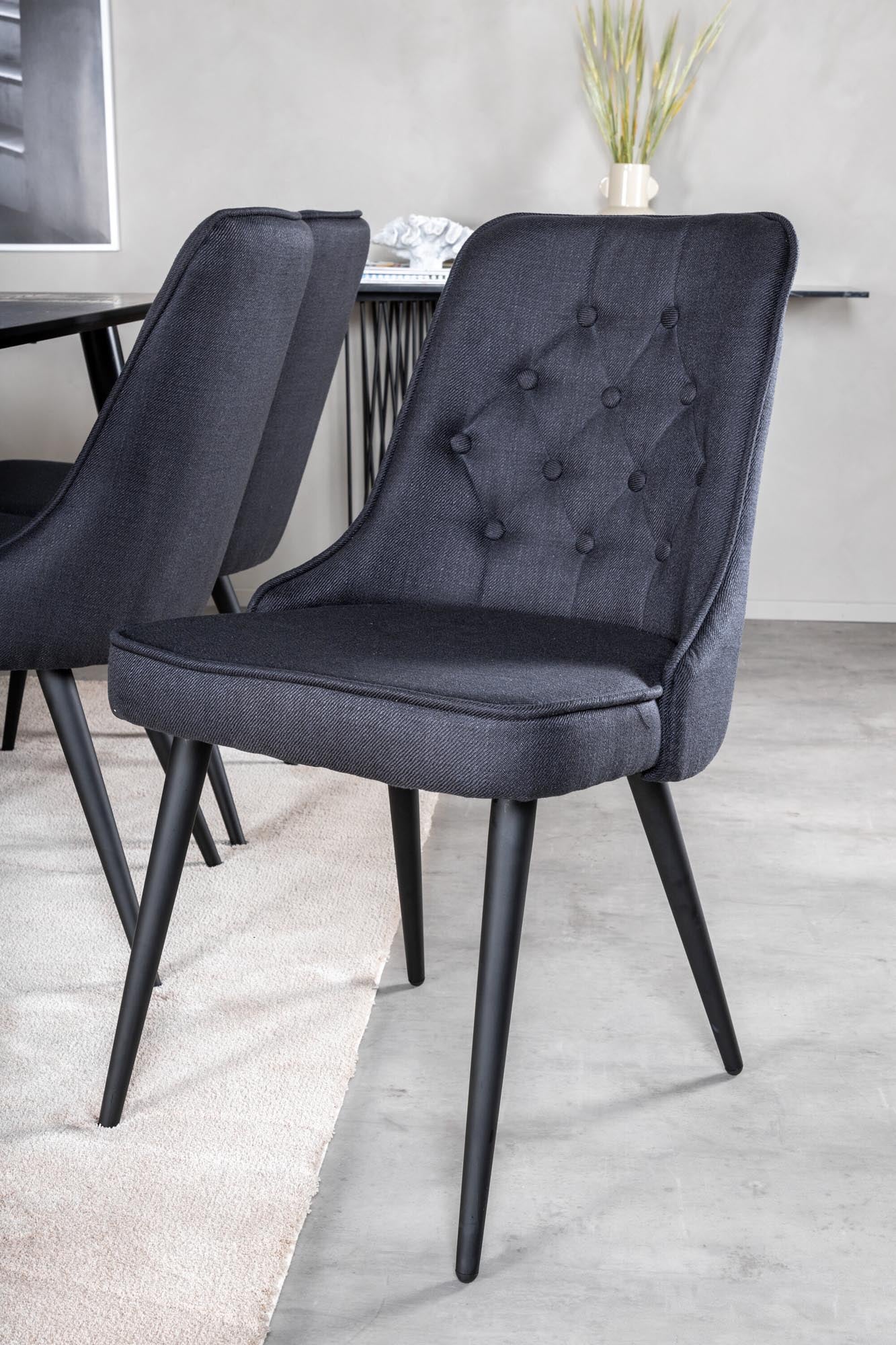 Dipp Esszimmerset + Velvet Deluxe 180cm/6St. in Schwarz präsentiert im Onlineshop von KAQTU Design AG. Esszimmerset ist von Venture Home