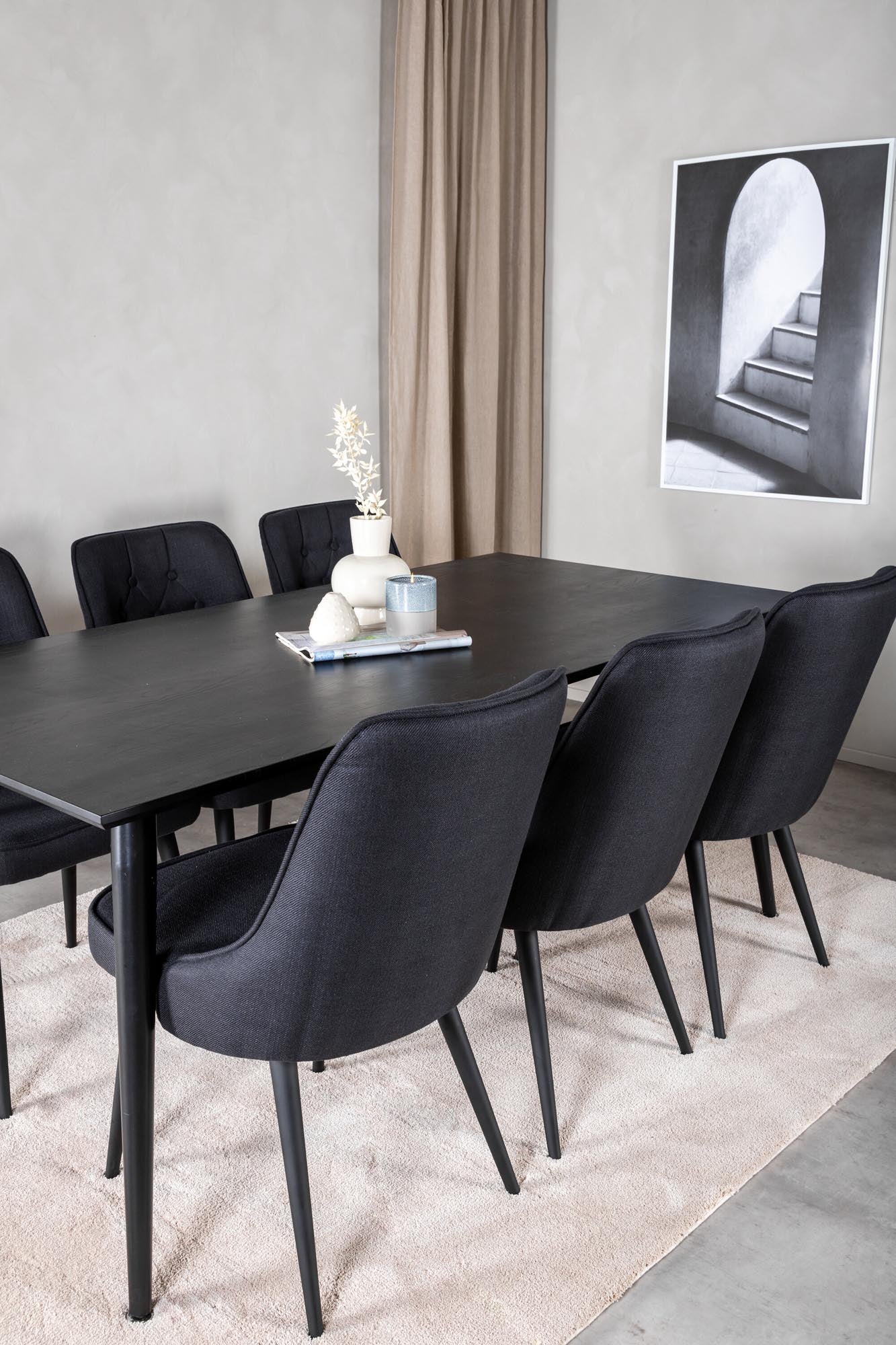 Dipp Esszimmerset + Velvet Deluxe 180cm/6St. in Schwarz präsentiert im Onlineshop von KAQTU Design AG. Esszimmerset ist von Venture Home