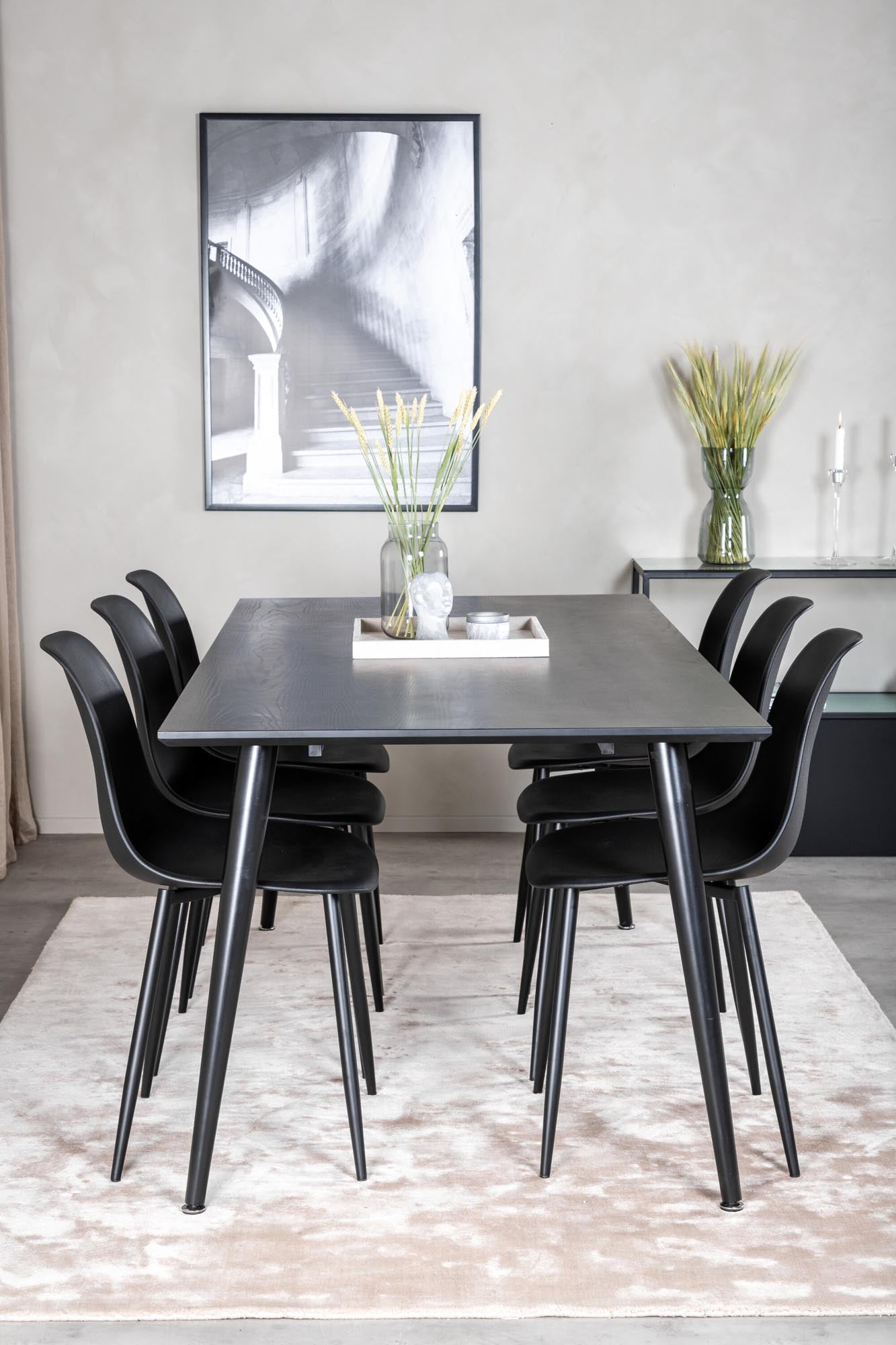 Dipp Esszimmerset + Polar Plastic 180cm/6St. in Schwarz präsentiert im Onlineshop von KAQTU Design AG. Esszimmerset ist von Venture Home