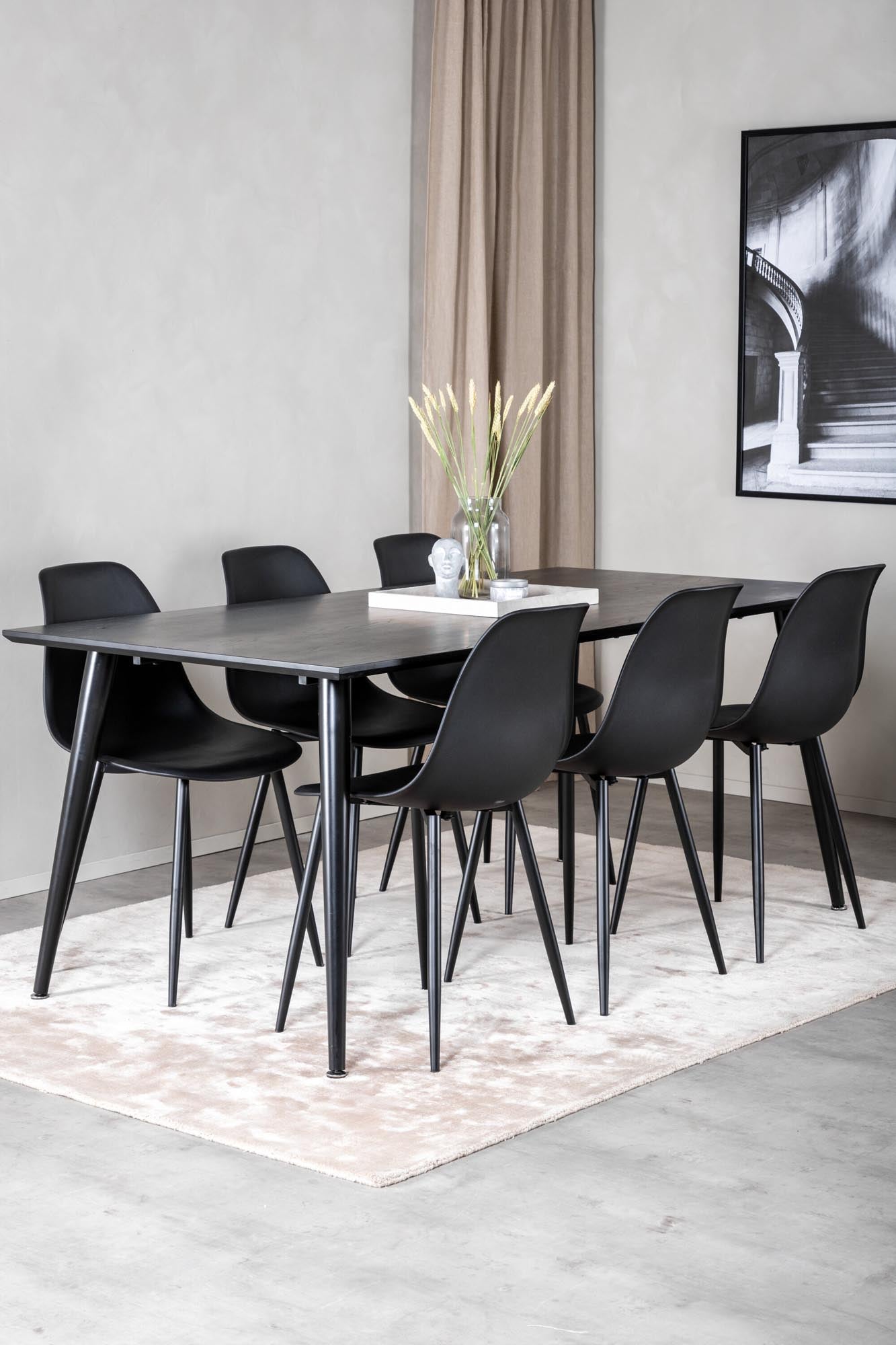 Entdecken Sie das Dipp Esszimmerset von Venture Home: 180 cm Esstisch und 6 bequeme Stühle aus langlebigem Plastik für unvergessliche Momente.