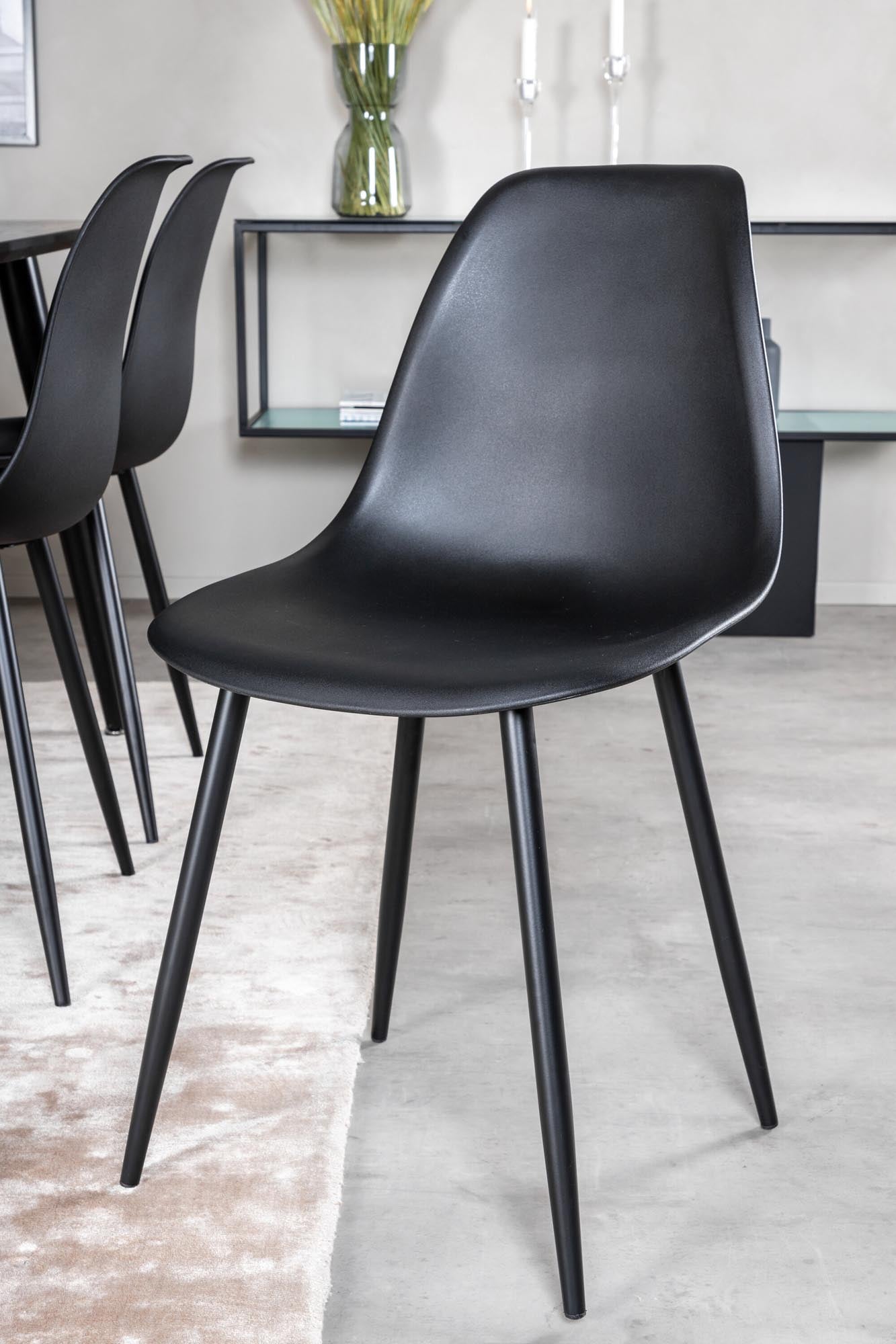 Dipp Esszimmerset + Polar Plastic 180cm/6St. in Schwarz präsentiert im Onlineshop von KAQTU Design AG. Esszimmerset ist von Venture Home