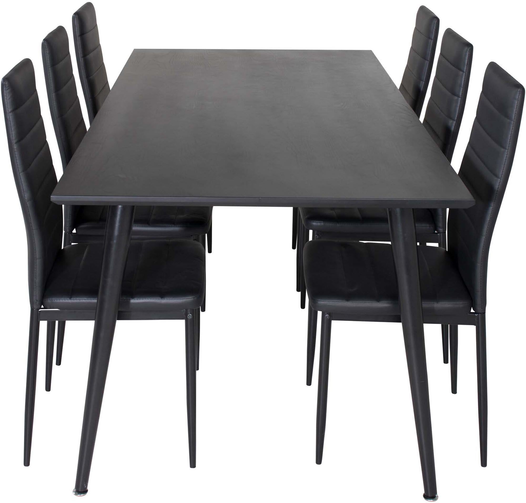 Dipp Esszimmerset + Slim 180cm/6St. in Schwarz präsentiert im Onlineshop von KAQTU Design AG. Esszimmerset ist von Venture Home