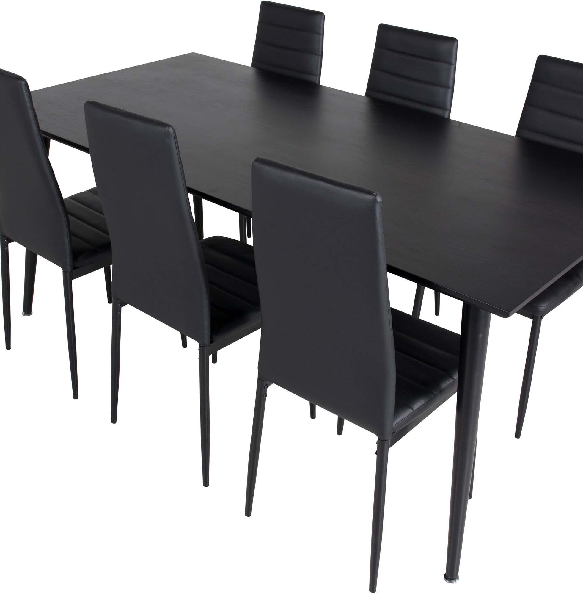 Dipp Esszimmerset + Slim 180cm/6St. in Schwarz präsentiert im Onlineshop von KAQTU Design AG. Esszimmerset ist von Venture Home
