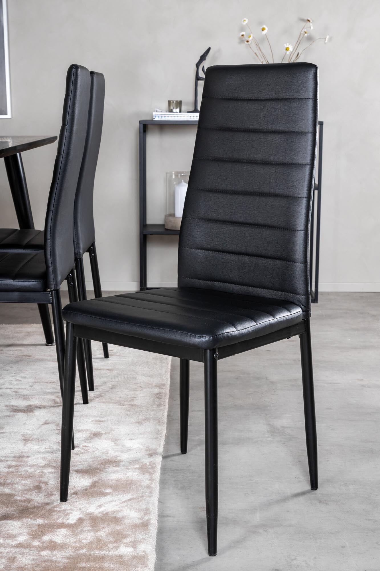 Dipp Esszimmerset + Slim 180cm/6St. in Schwarz präsentiert im Onlineshop von KAQTU Design AG. Esszimmerset ist von Venture Home