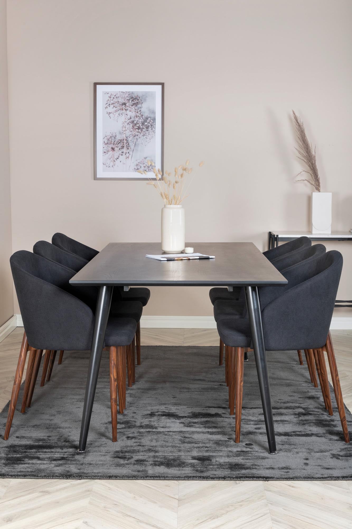 Dipp Esszimmerset + Arch 180cm/6St. in Schwarz, Natur präsentiert im Onlineshop von KAQTU Design AG. Esszimmerset ist von Venture Home