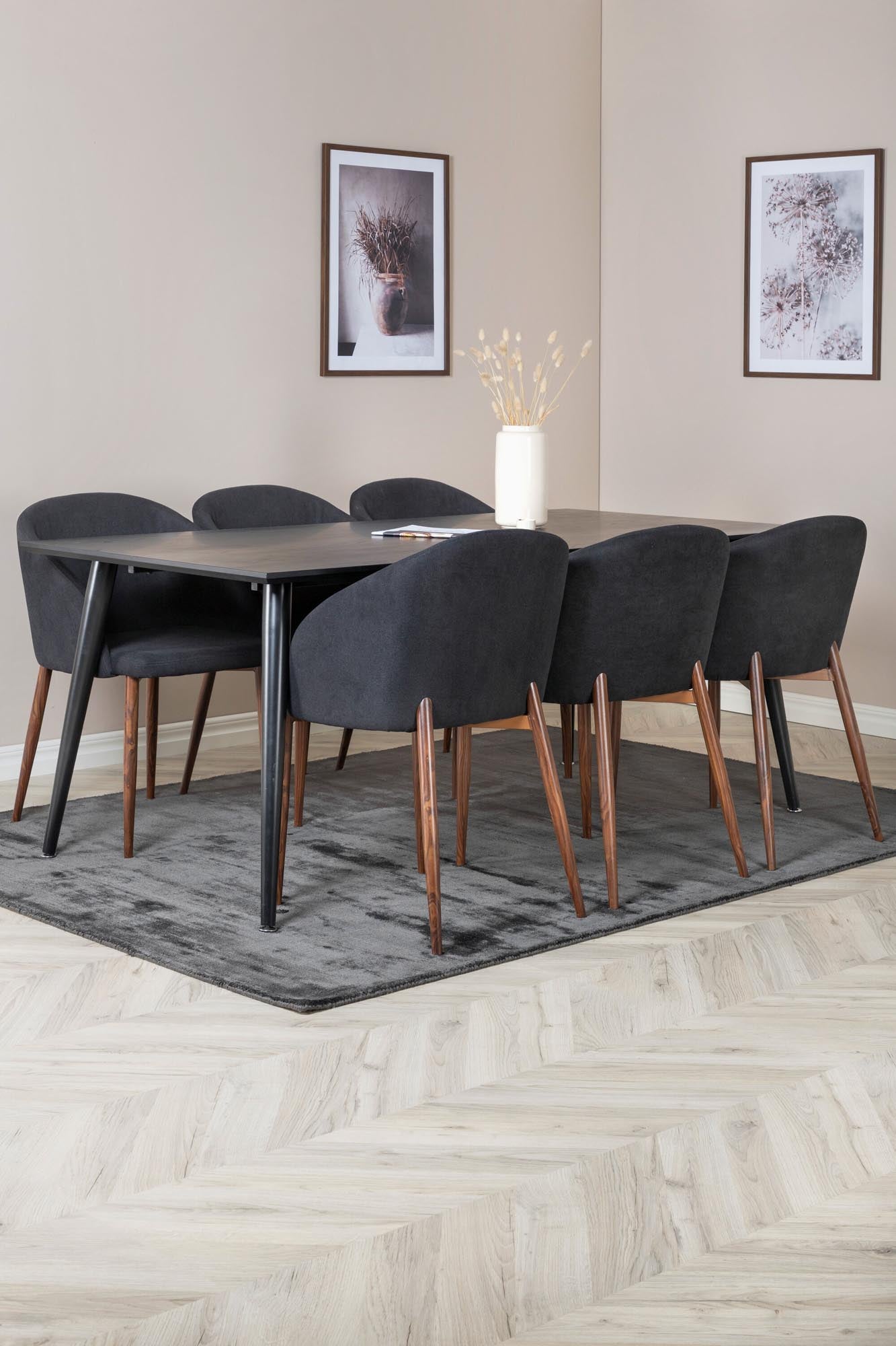 Dipp Esszimmerset + Arch 180cm/6St. in Schwarz, Natur präsentiert im Onlineshop von KAQTU Design AG. Esszimmerset ist von Venture Home