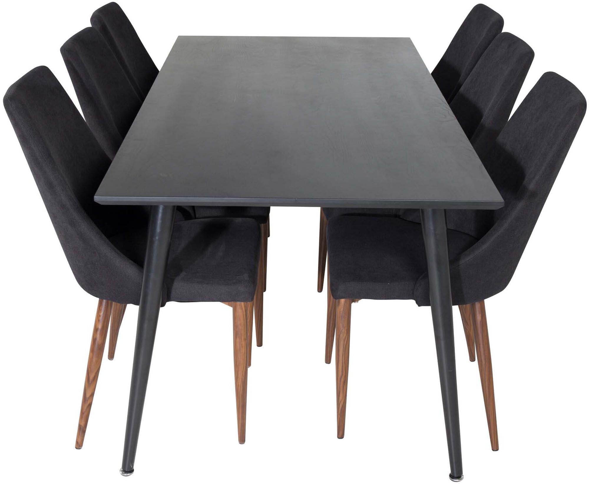 Dipp Esszimmerset + Leone 180cm/6St. in Schwarz, Natur präsentiert im Onlineshop von KAQTU Design AG. Esszimmerset ist von Venture Home