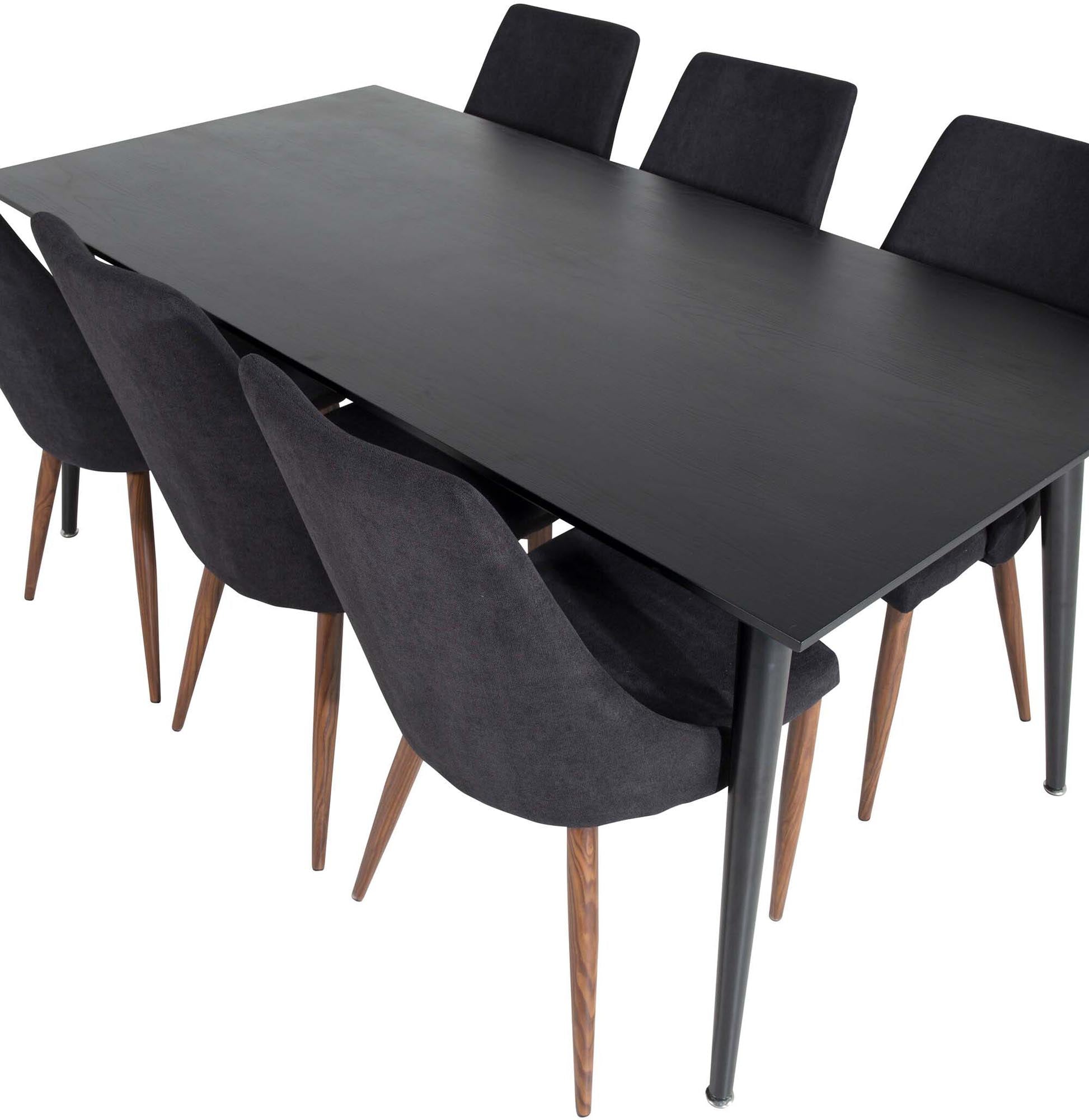 Dipp Esszimmerset + Leone 180cm/6St. in Schwarz, Natur präsentiert im Onlineshop von KAQTU Design AG. Esszimmerset ist von Venture Home