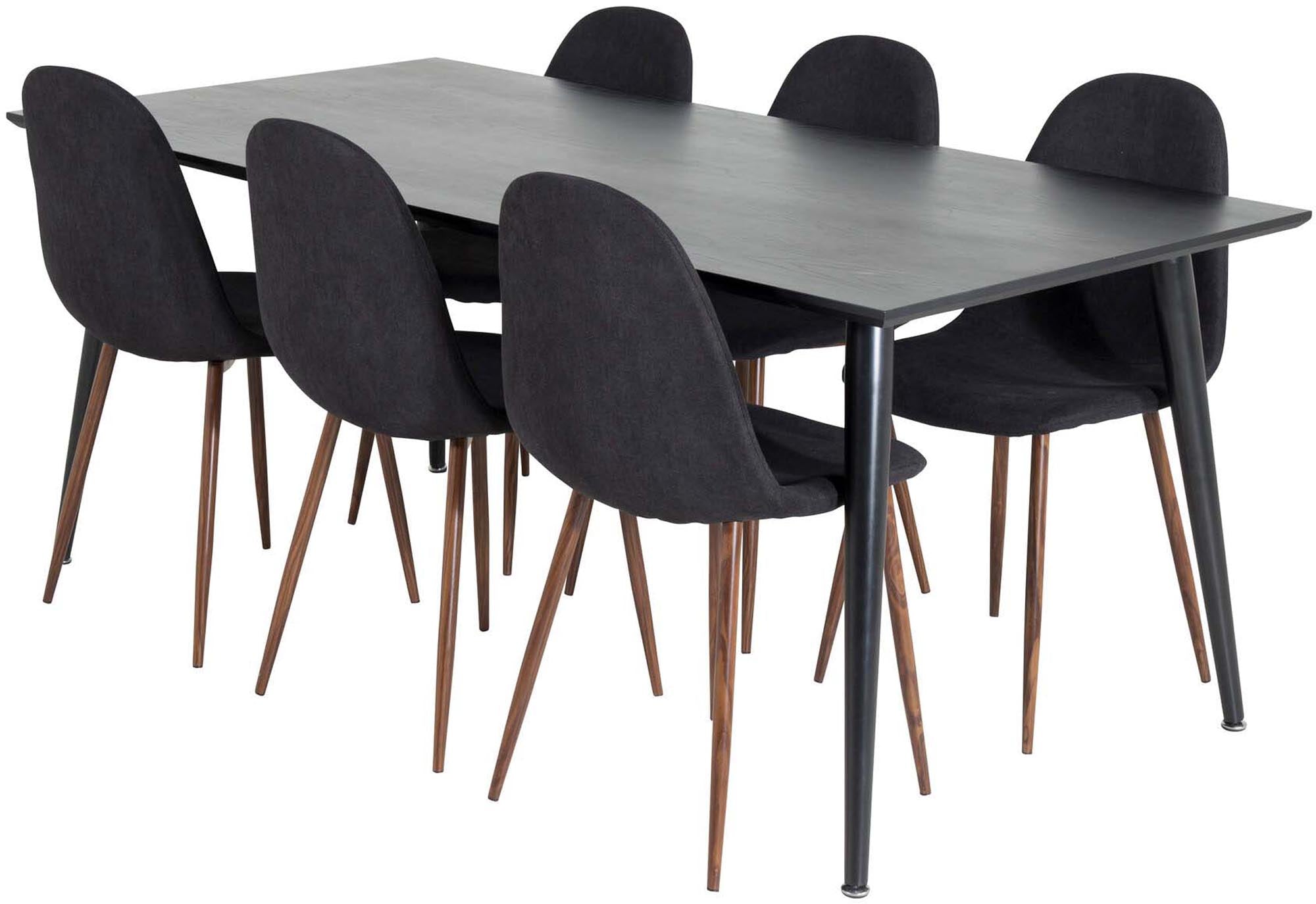 Dipp Esszimmerset + Polar 180cm/6St. in Schwarz, Natur präsentiert im Onlineshop von KAQTU Design AG. Esszimmerset ist von Venture Home