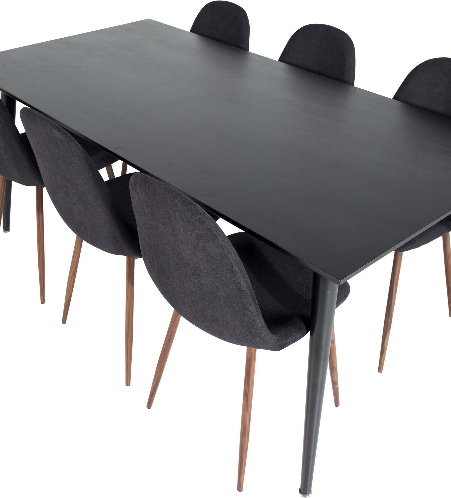 Dipp Esszimmerset + Polar 180cm/6St. in Schwarz, Natur präsentiert im Onlineshop von KAQTU Design AG. Esszimmerset ist von Venture Home