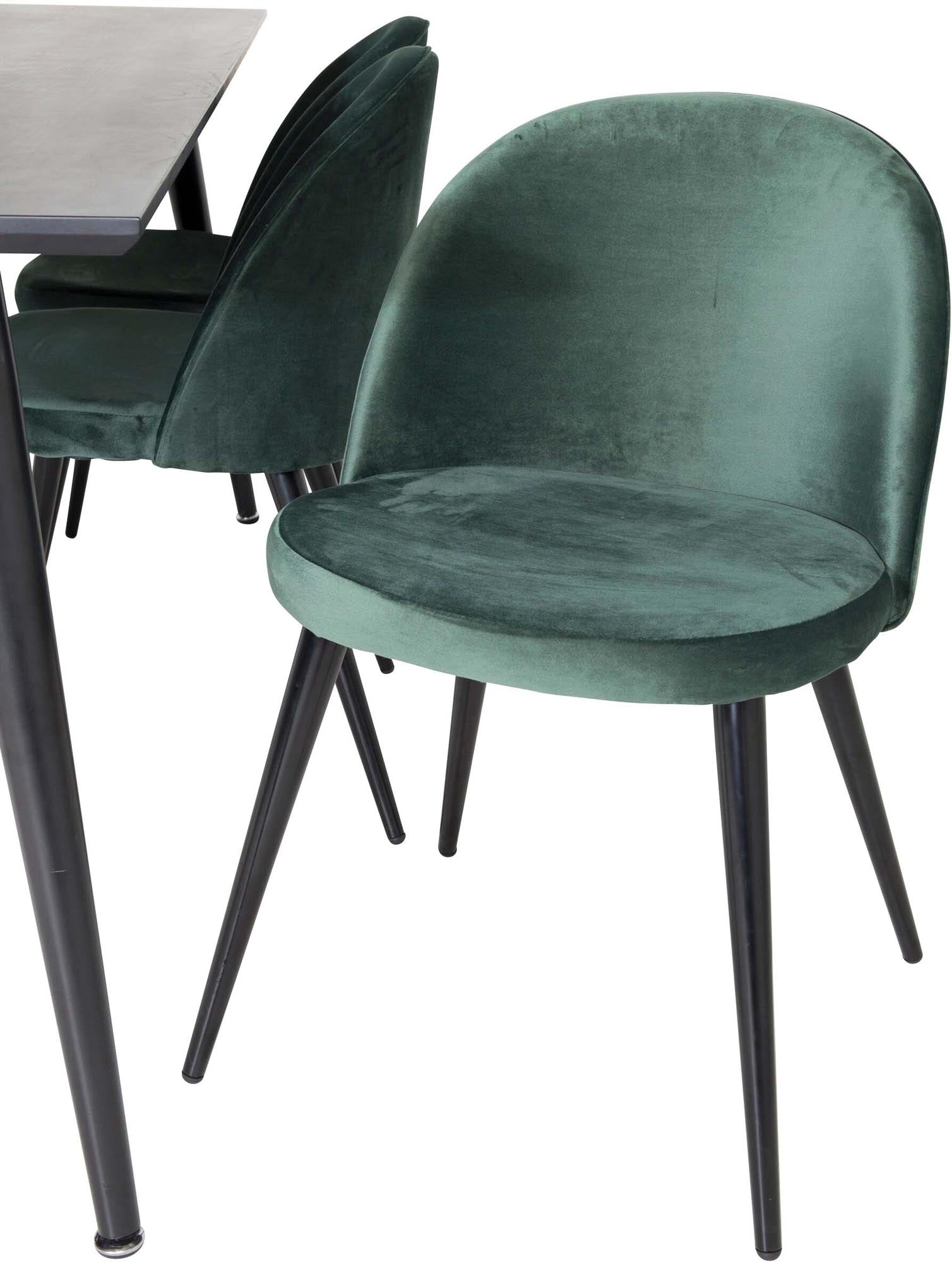 Dipp Esszimmerset + Velvet 180cm/6St. in Schwarz / Grün präsentiert im Onlineshop von KAQTU Design AG. Esszimmerset ist von Venture Home