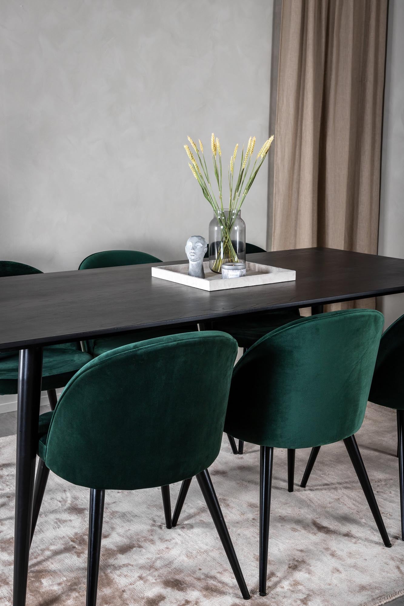 Dipp Esszimmerset + Velvet 180cm/6St. in Schwarz / Grün präsentiert im Onlineshop von KAQTU Design AG. Esszimmerset ist von Venture Home