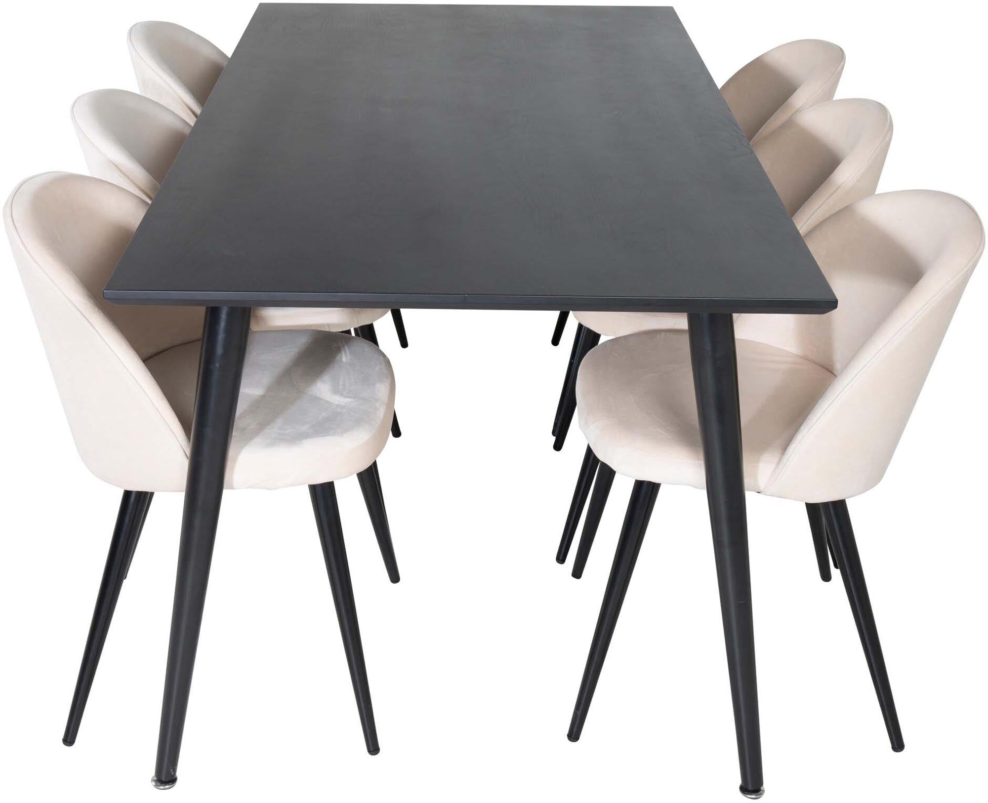 Dipp Esszimmerset + Velvet 180cm/6St. in Schwarz / Beige präsentiert im Onlineshop von KAQTU Design AG. Esszimmerset ist von Venture Home