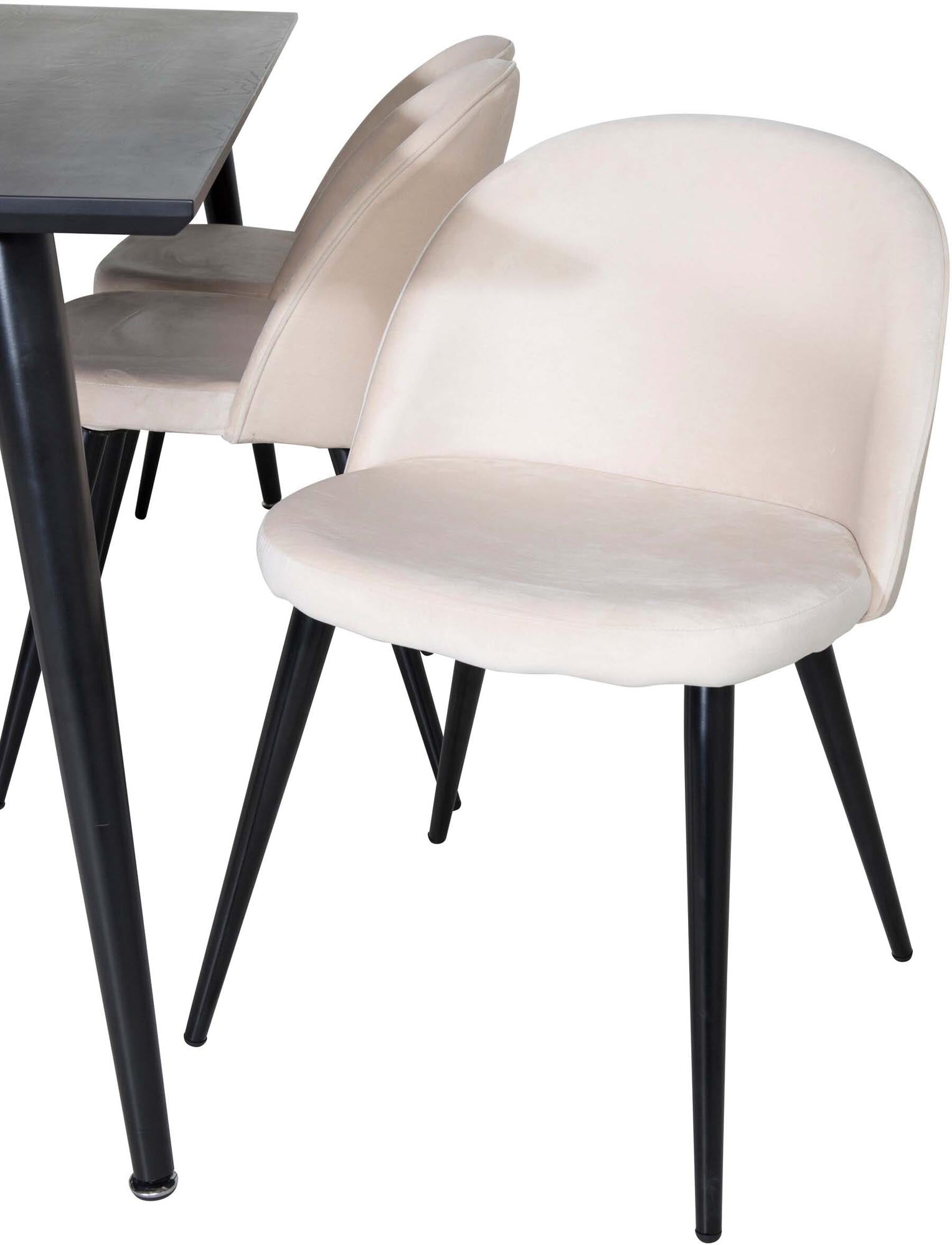 Dipp Esszimmerset + Velvet 180cm/6St. in Schwarz / Beige präsentiert im Onlineshop von KAQTU Design AG. Esszimmerset ist von Venture Home