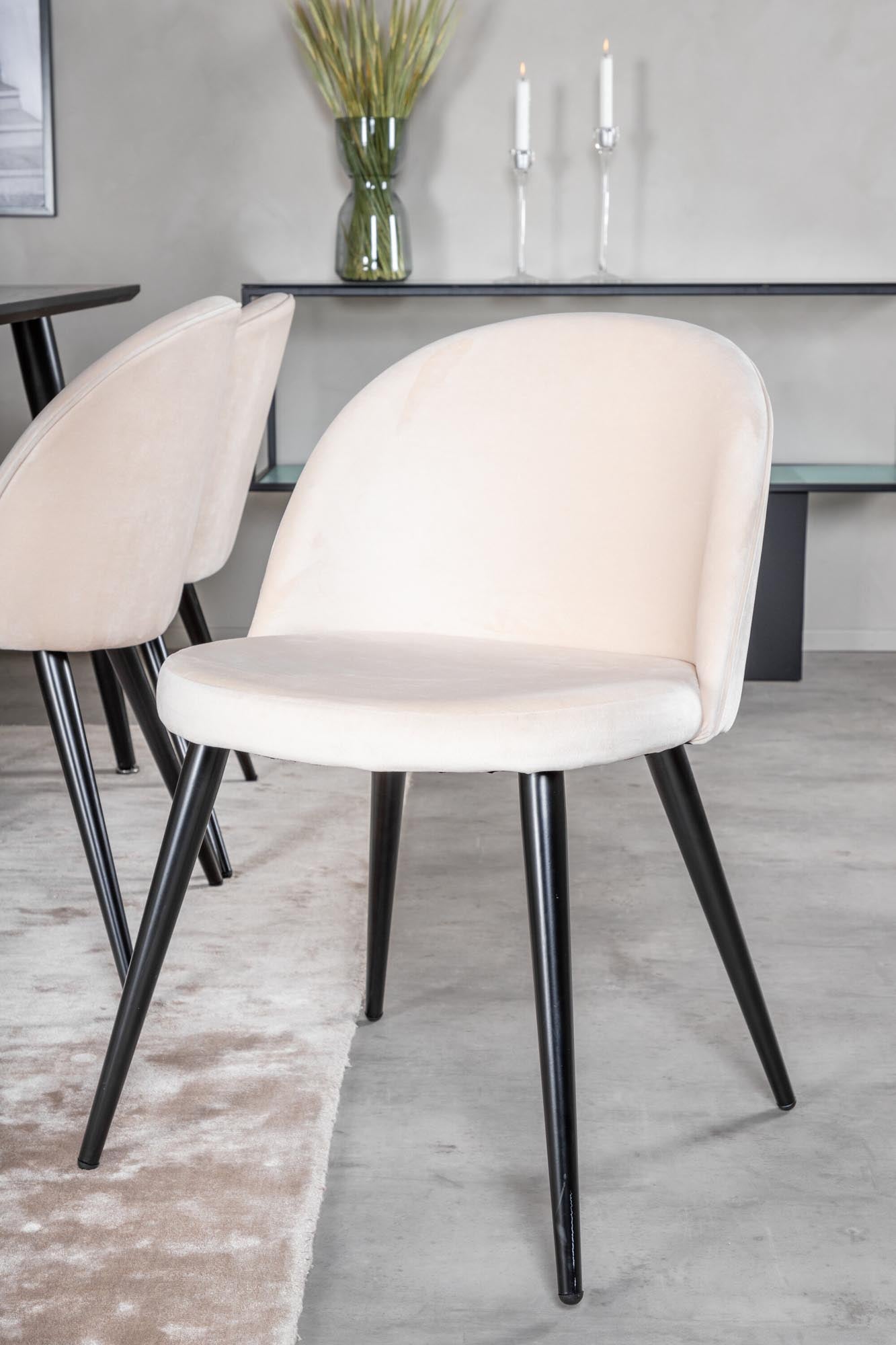 Dipp Esszimmerset + Velvet 180cm/6St. in Schwarz / Beige präsentiert im Onlineshop von KAQTU Design AG. Esszimmerset ist von Venture Home
