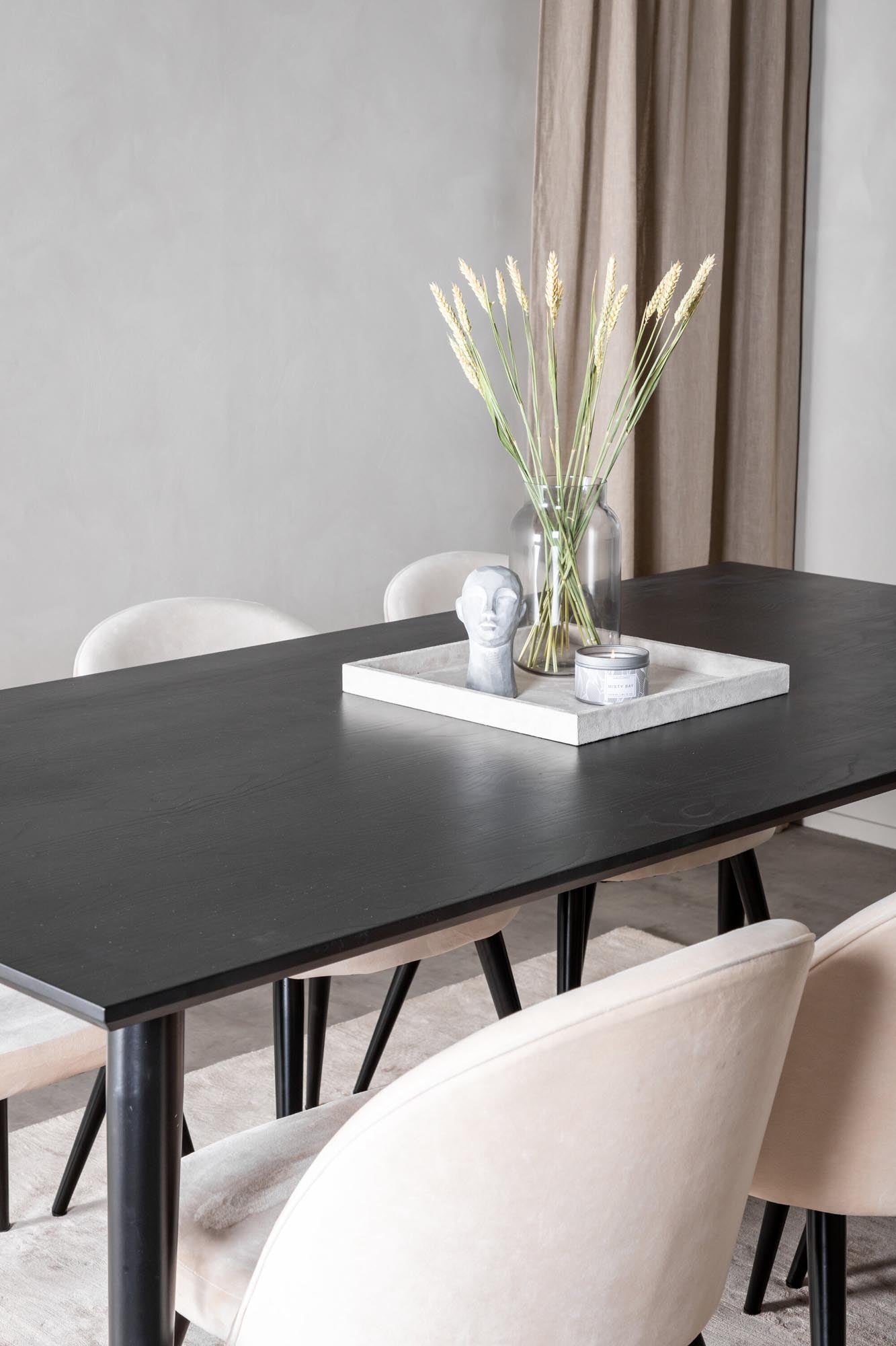 Dipp Esszimmerset + Velvet 180cm/6St. in Schwarz / Beige präsentiert im Onlineshop von KAQTU Design AG. Esszimmerset ist von Venture Home