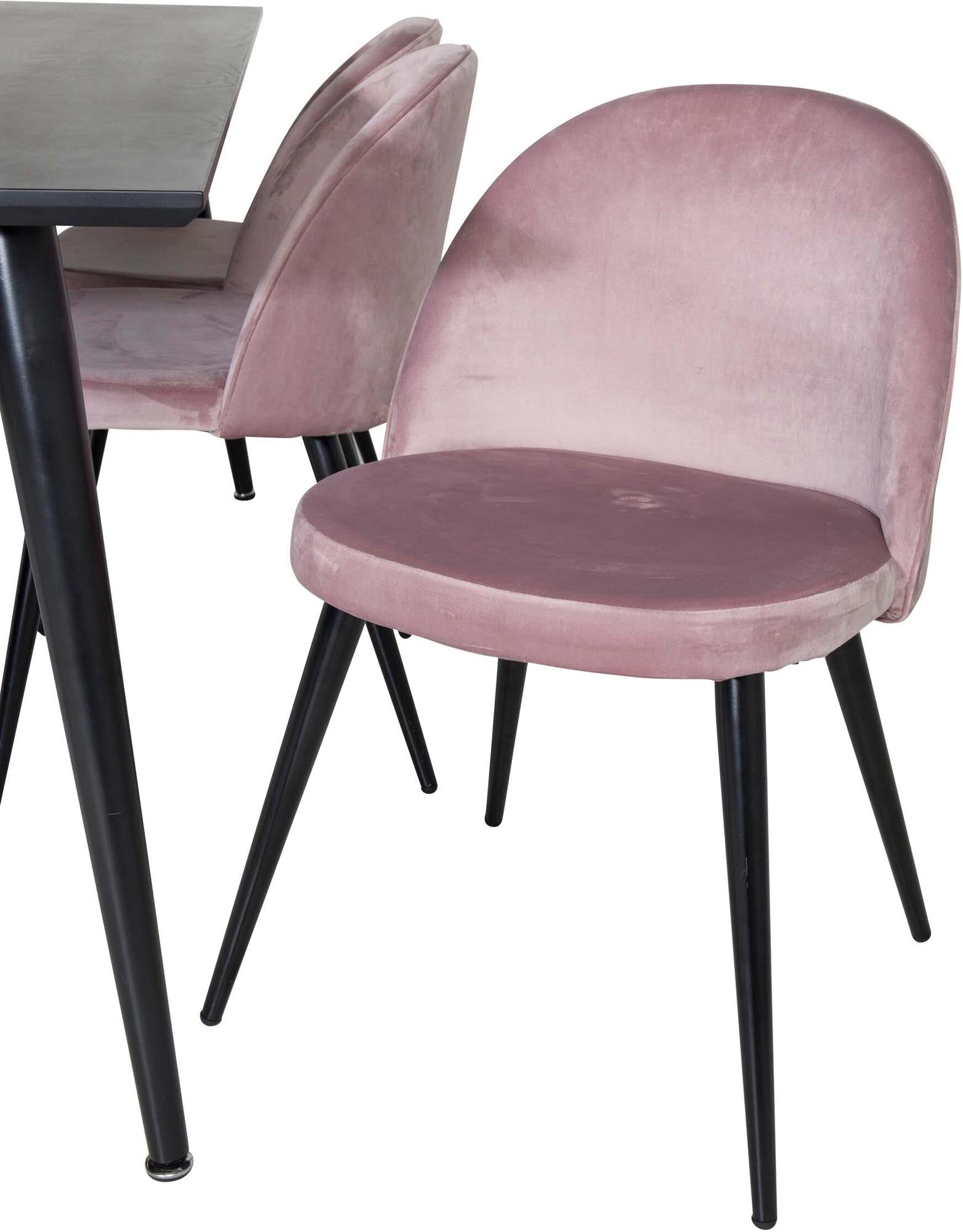 Dipp Esszimmerset + Velvet 180cm/6St. in Schwarz / Altrosa präsentiert im Onlineshop von KAQTU Design AG. Esszimmerset ist von Venture Home