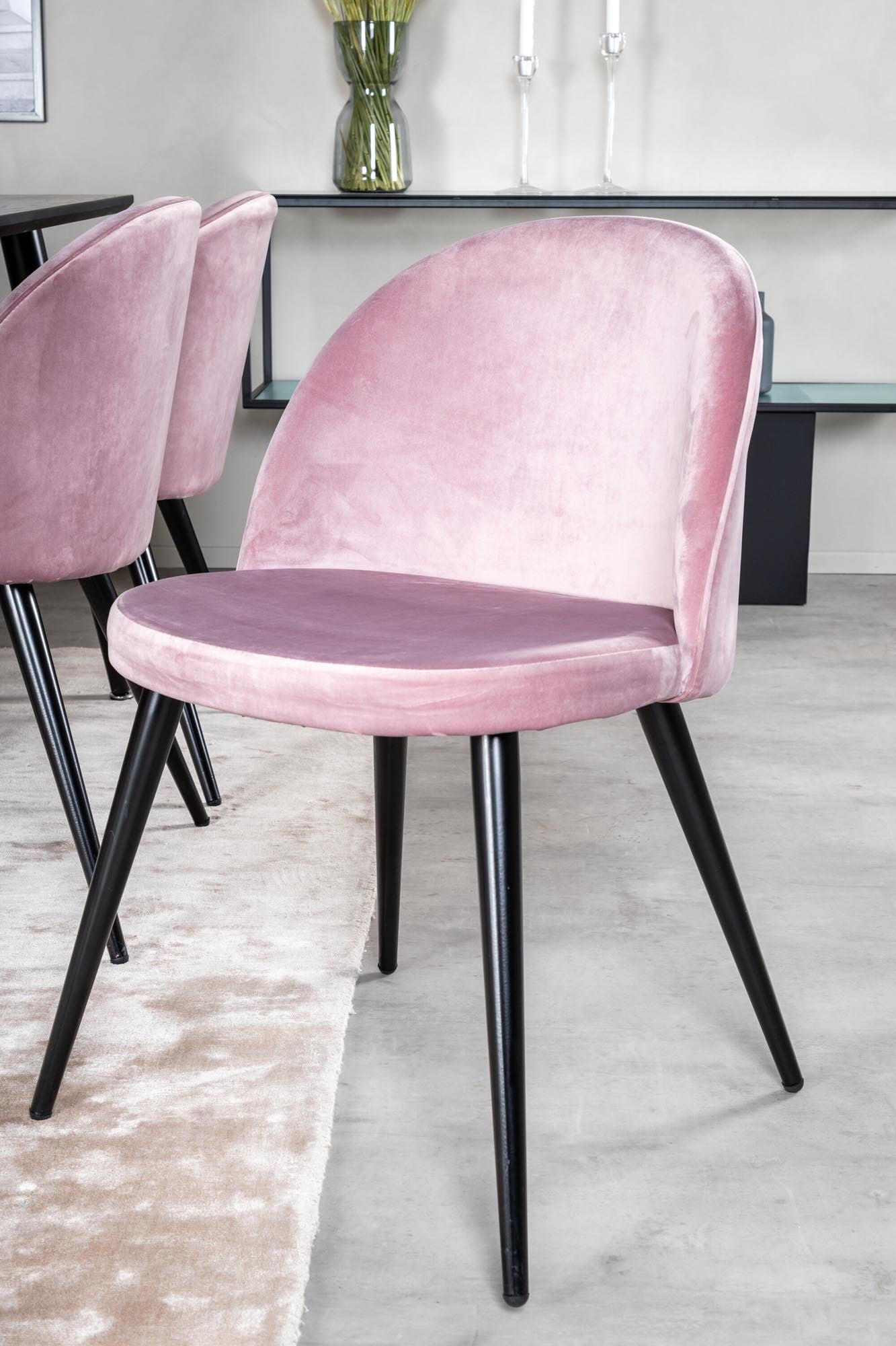 Dipp Esszimmerset + Velvet 180cm/6St. in Schwarz / Altrosa präsentiert im Onlineshop von KAQTU Design AG. Esszimmerset ist von Venture Home
