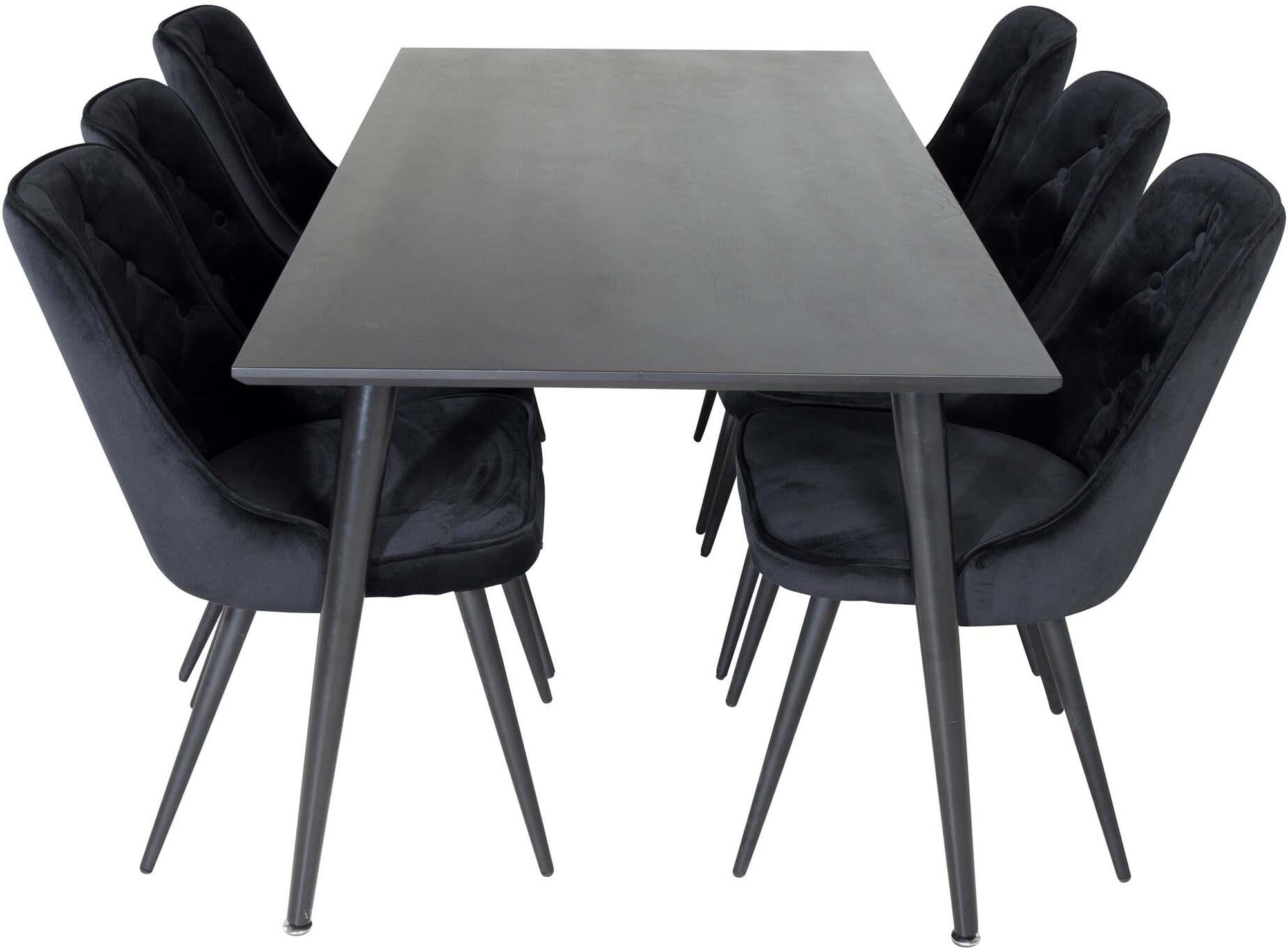 Dipp Esszimmerset + Velvet Deluxe 180cm/6St. in Schwarz präsentiert im Onlineshop von KAQTU Design AG. Esszimmerset ist von Venture Home