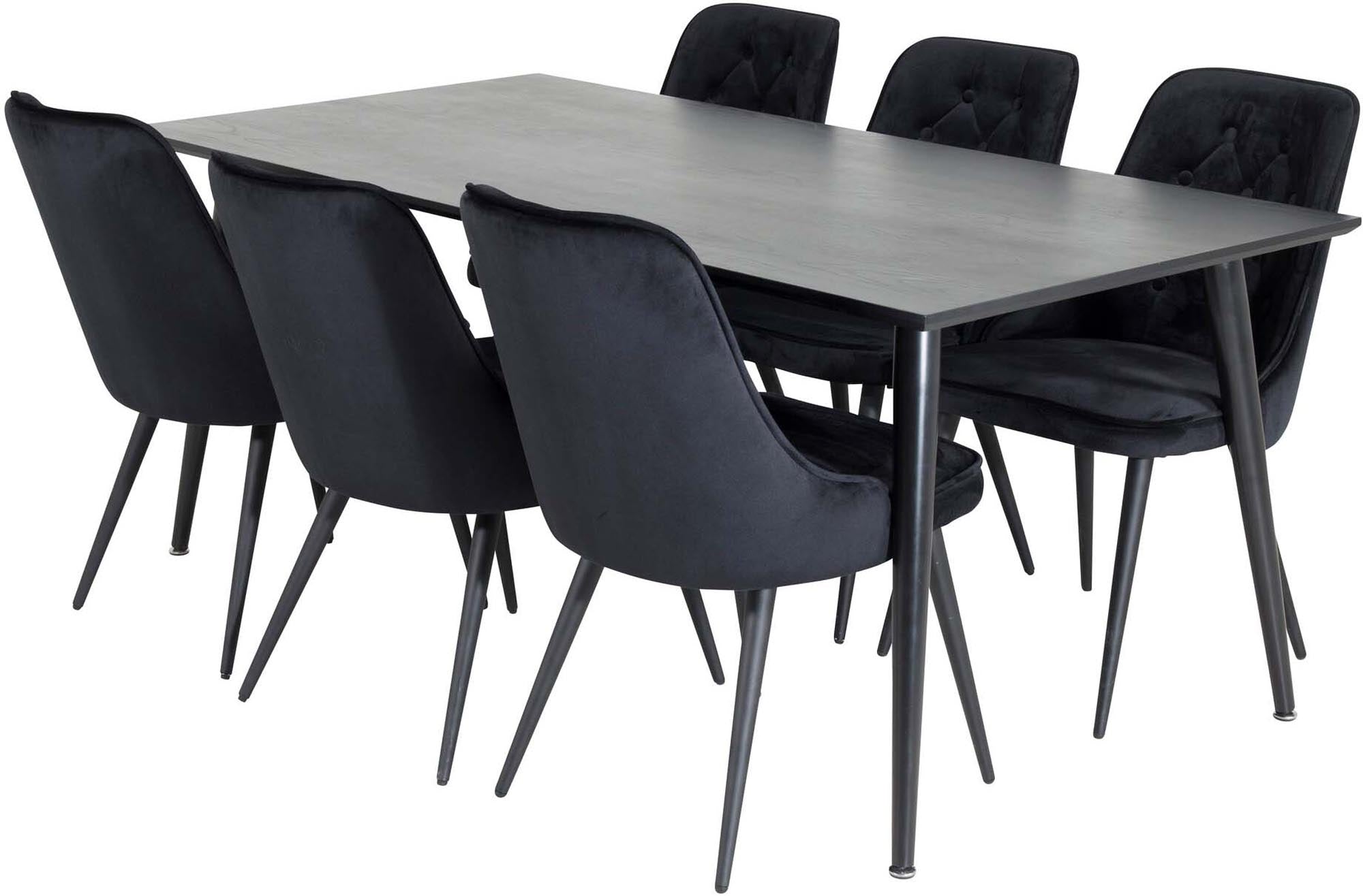 Dipp Esszimmerset + Velvet Deluxe 180cm/6St. in Schwarz präsentiert im Onlineshop von KAQTU Design AG. Esszimmerset ist von Venture Home