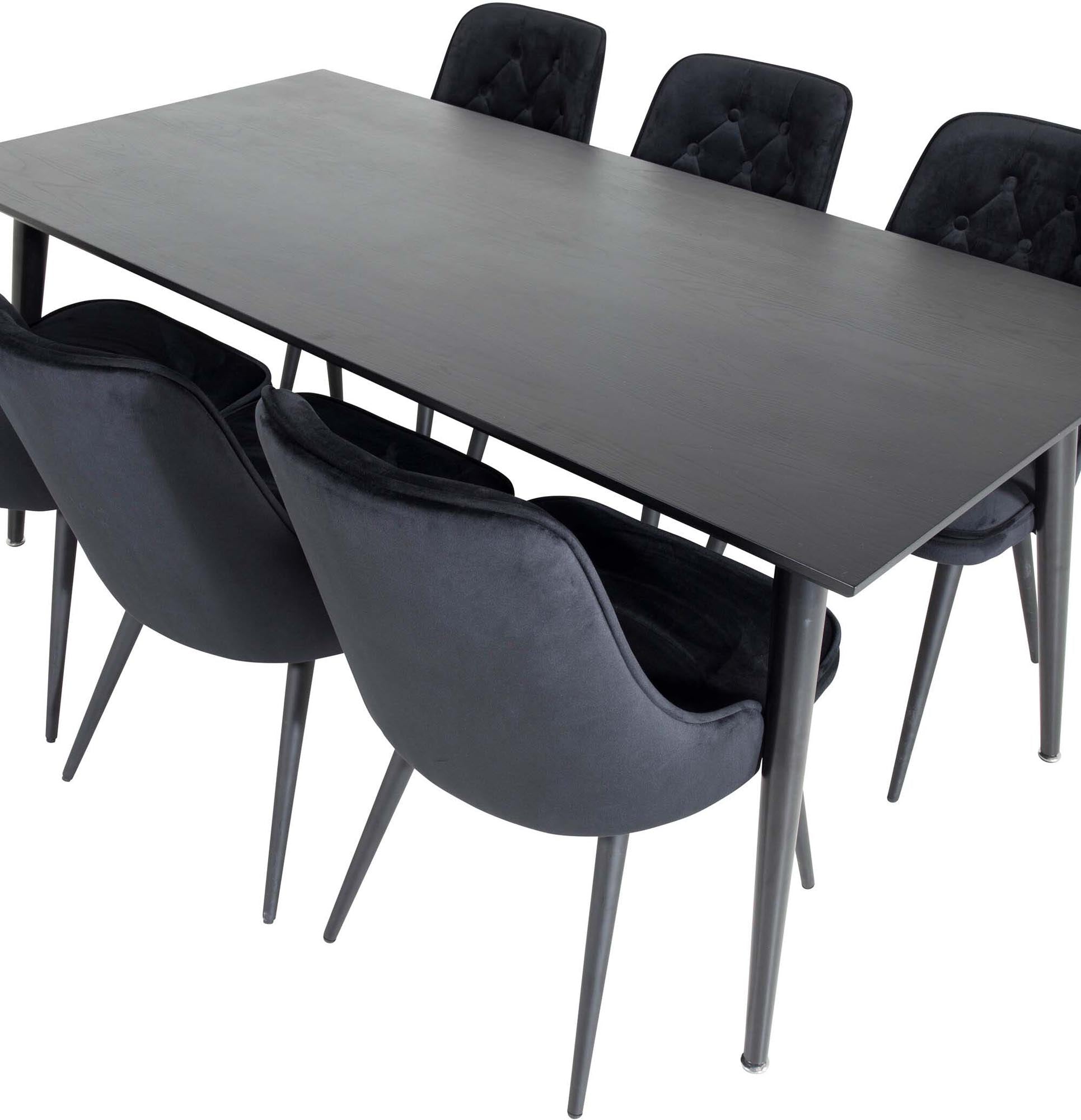 Dipp Esszimmerset + Velvet Deluxe 180cm/6St. in Schwarz präsentiert im Onlineshop von KAQTU Design AG. Esszimmerset ist von Venture Home