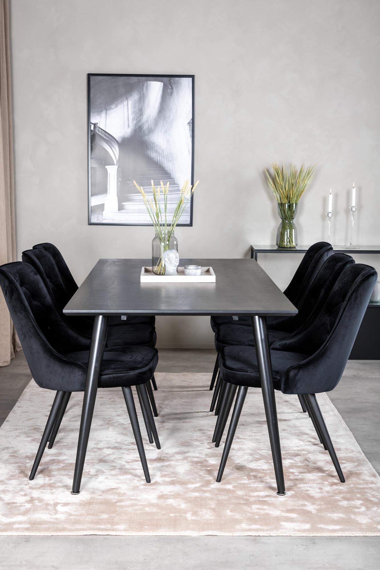 Dipp Esszimmerset + Velvet Deluxe 180cm/6St. in Schwarz präsentiert im Onlineshop von KAQTU Design AG. Esszimmerset ist von Venture Home