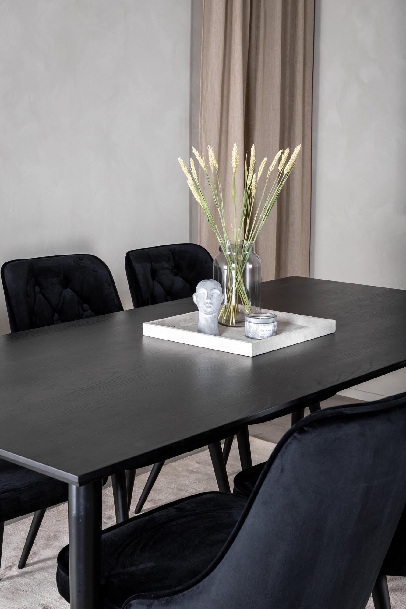 Dipp Esszimmerset + Velvet Deluxe 180cm/6St. in Schwarz präsentiert im Onlineshop von KAQTU Design AG. Esszimmerset ist von Venture Home