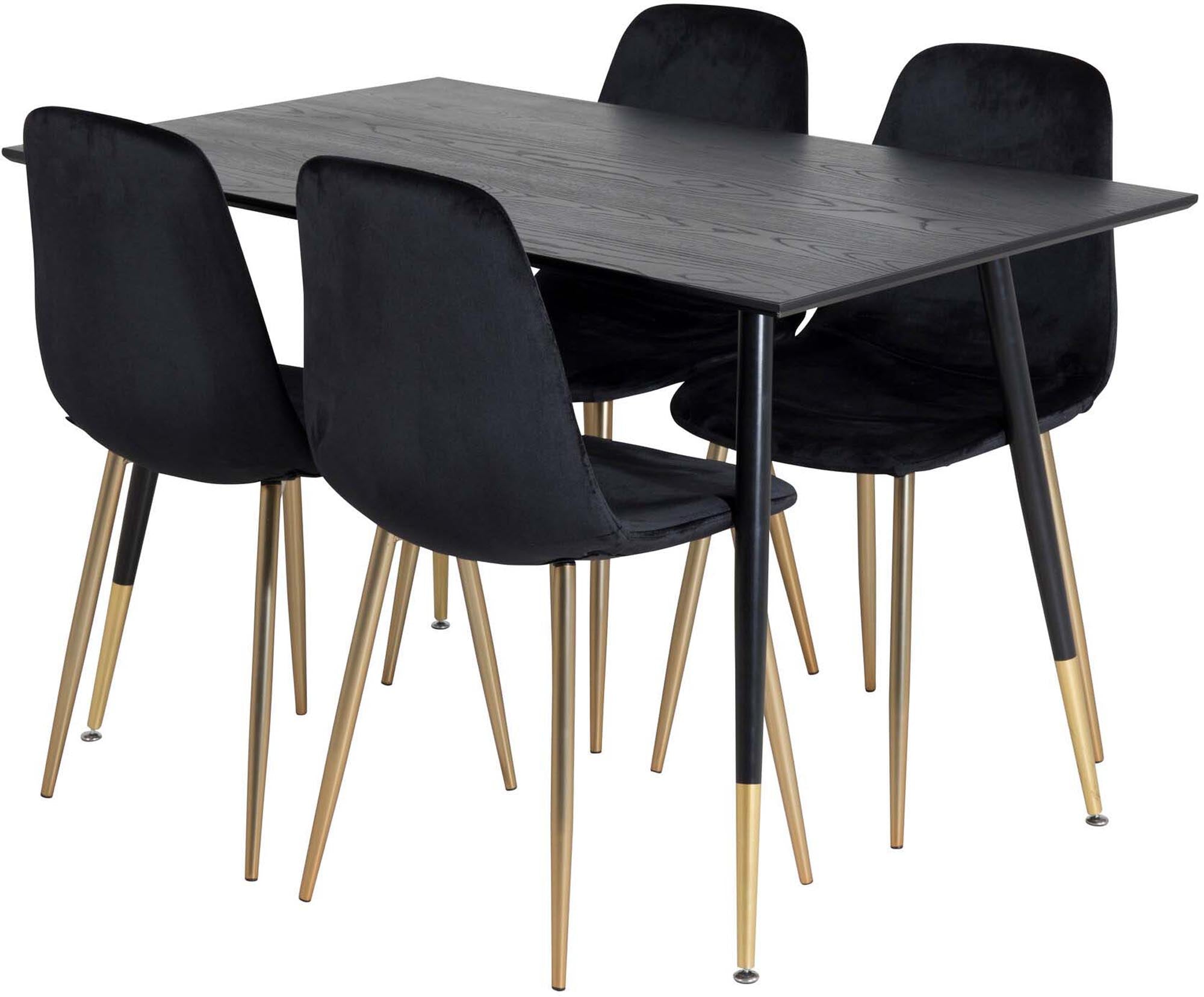 Dipp Esszimmerset + Polar 120cm/4St. in Schwarz / Gold präsentiert im Onlineshop von KAQTU Design AG. Esszimmerset ist von Venture Home