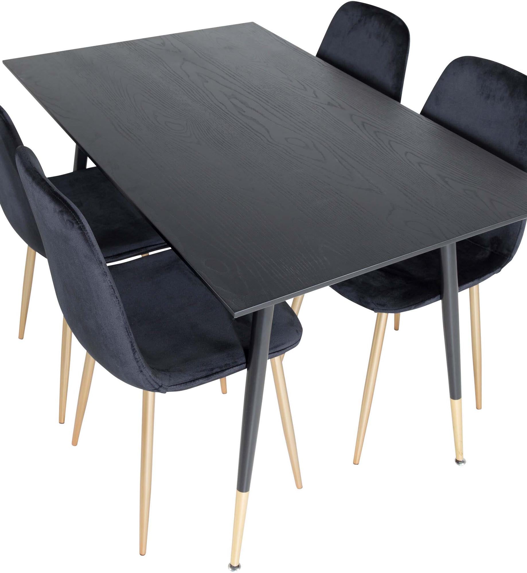 Dipp Esszimmerset + Polar 120cm/4St. in Schwarz / Gold präsentiert im Onlineshop von KAQTU Design AG. Esszimmerset ist von Venture Home