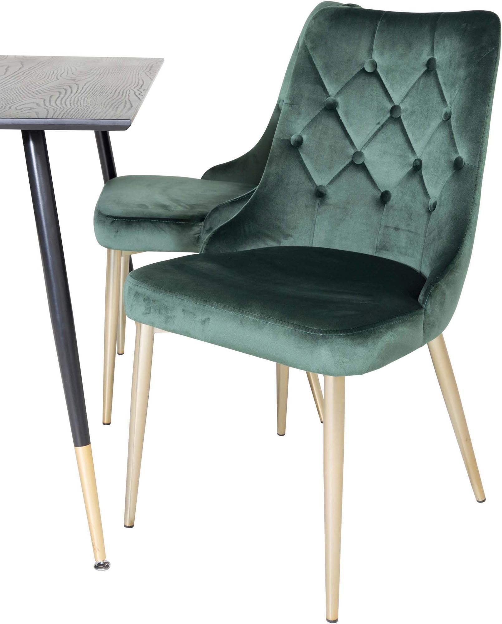 Dipp Esszimmerset + Velvet Deluxe 120cm/4St. in Gold, Grün präsentiert im Onlineshop von KAQTU Design AG. Esszimmerset ist von Venture Home