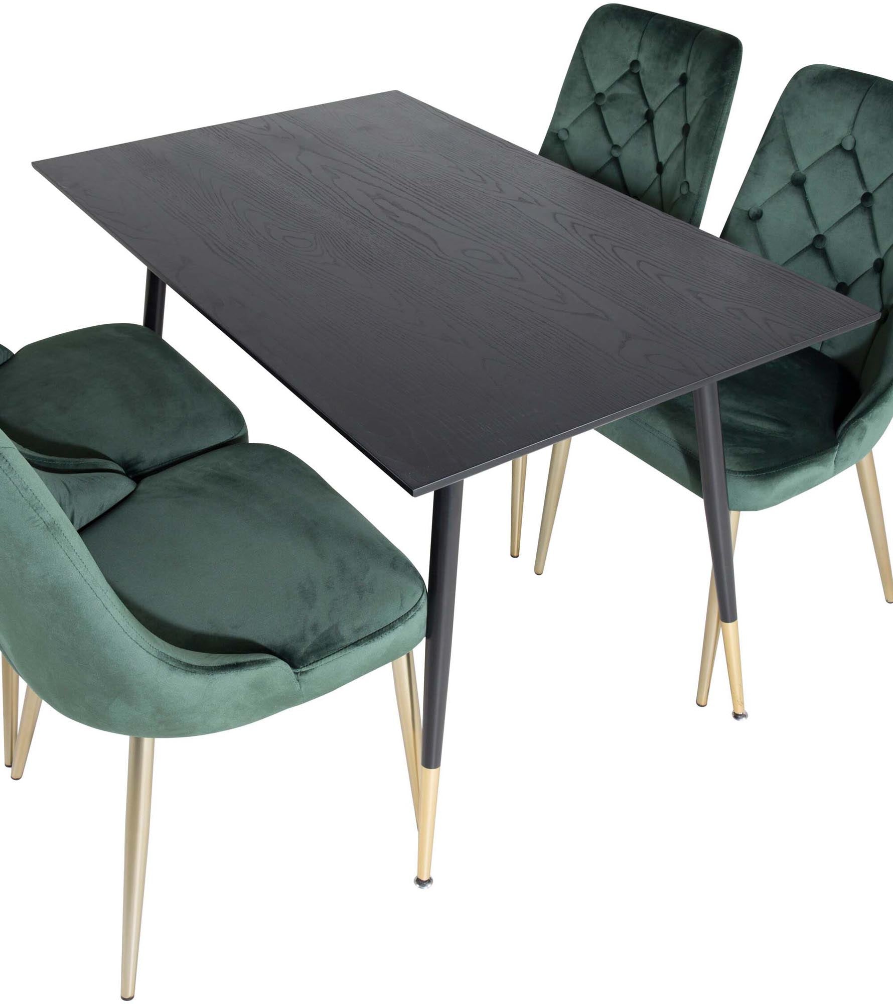 Dipp Esszimmerset + Velvet Deluxe 120cm/4St. in Gold, Grün präsentiert im Onlineshop von KAQTU Design AG. Esszimmerset ist von Venture Home