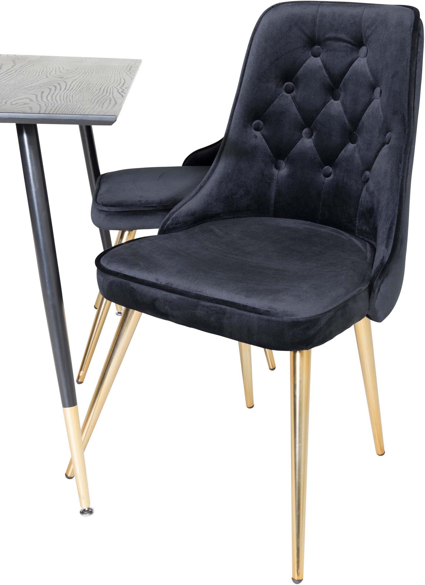 Dipp Esszimmerset + Velvet Deluxe 120cm/4St. in Schwarz / Gold präsentiert im Onlineshop von KAQTU Design AG. Esszimmerset ist von Venture Home