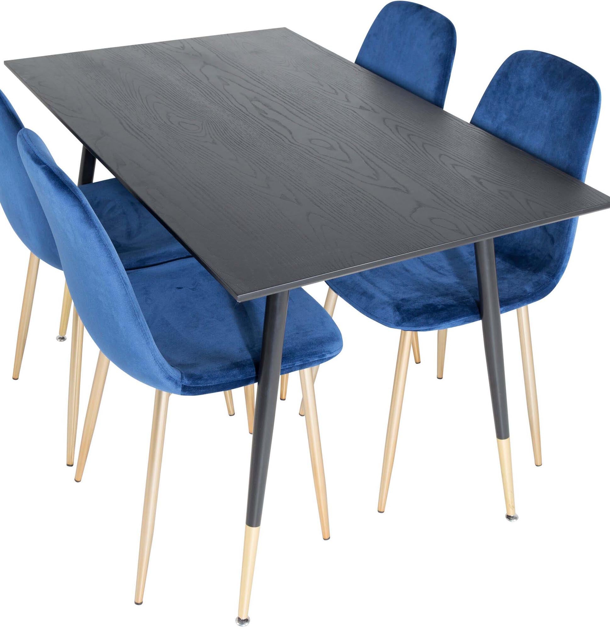 Dipp Esszimmerset + Polar 120cm/4St. in Blau, Gold präsentiert im Onlineshop von KAQTU Design AG. Esszimmerset ist von Venture Home