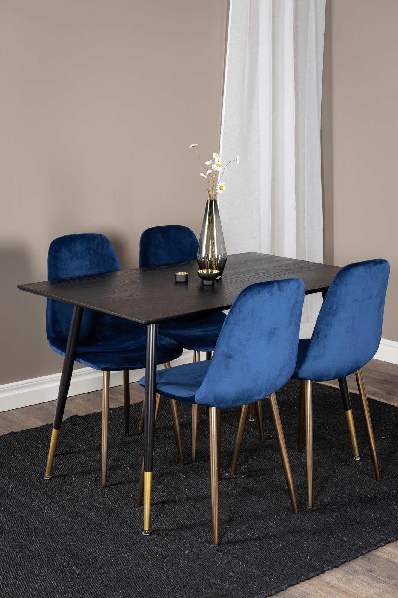 Dipp Esszimmerset + Polar 120cm/4St. in Blau, Gold präsentiert im Onlineshop von KAQTU Design AG. Esszimmerset ist von Venture Home