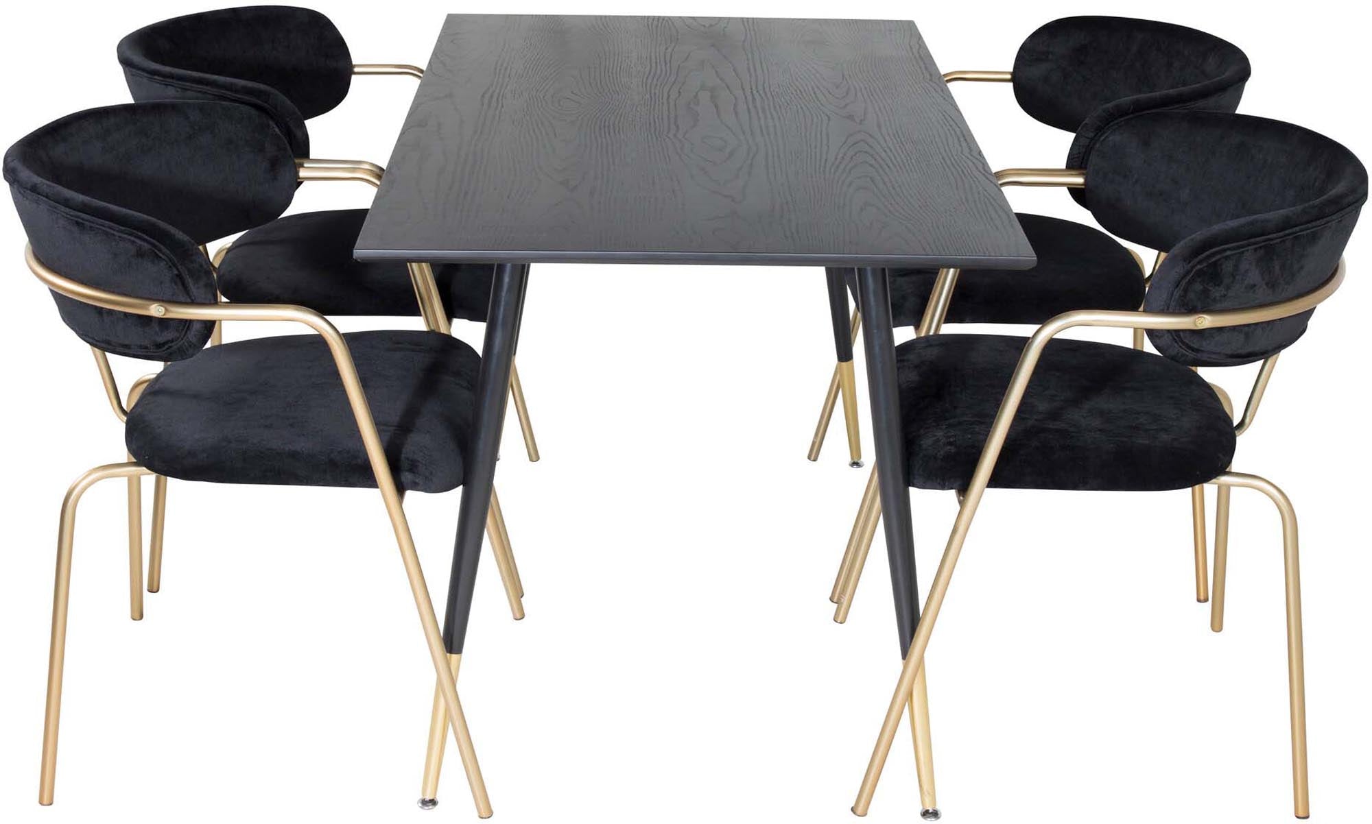 Dipp Esszimmerset + Arrow 120cm/4St. in Schwarz / Gold präsentiert im Onlineshop von KAQTU Design AG. Esszimmerset ist von Venture Home