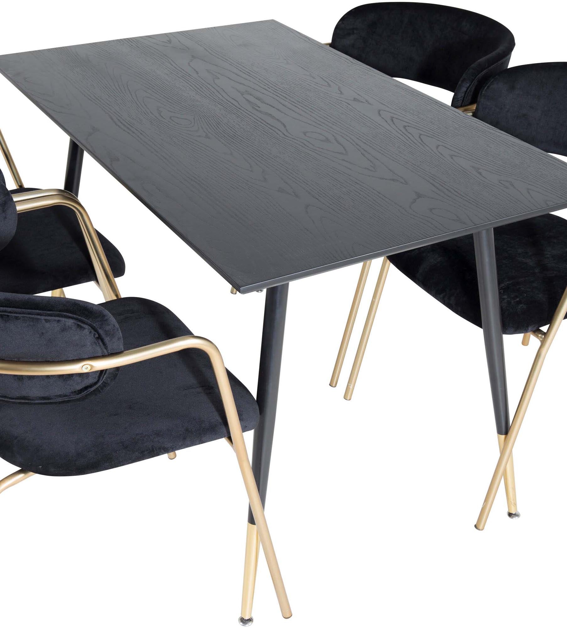 Dipp Esszimmerset + Arrow 120cm/4St. in Schwarz / Gold präsentiert im Onlineshop von KAQTU Design AG. Esszimmerset ist von Venture Home